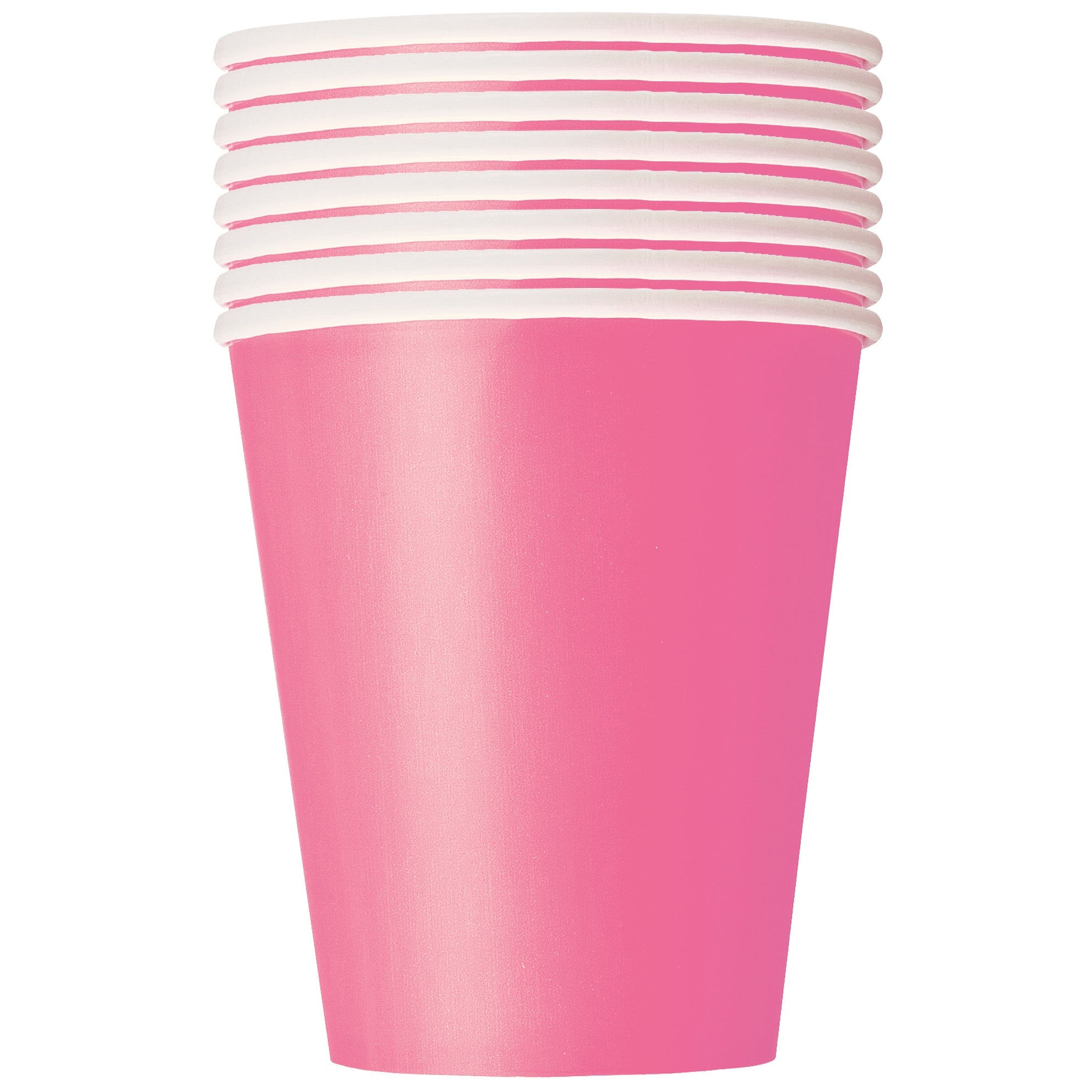 8 Hot Pink Paper Cups 9oz