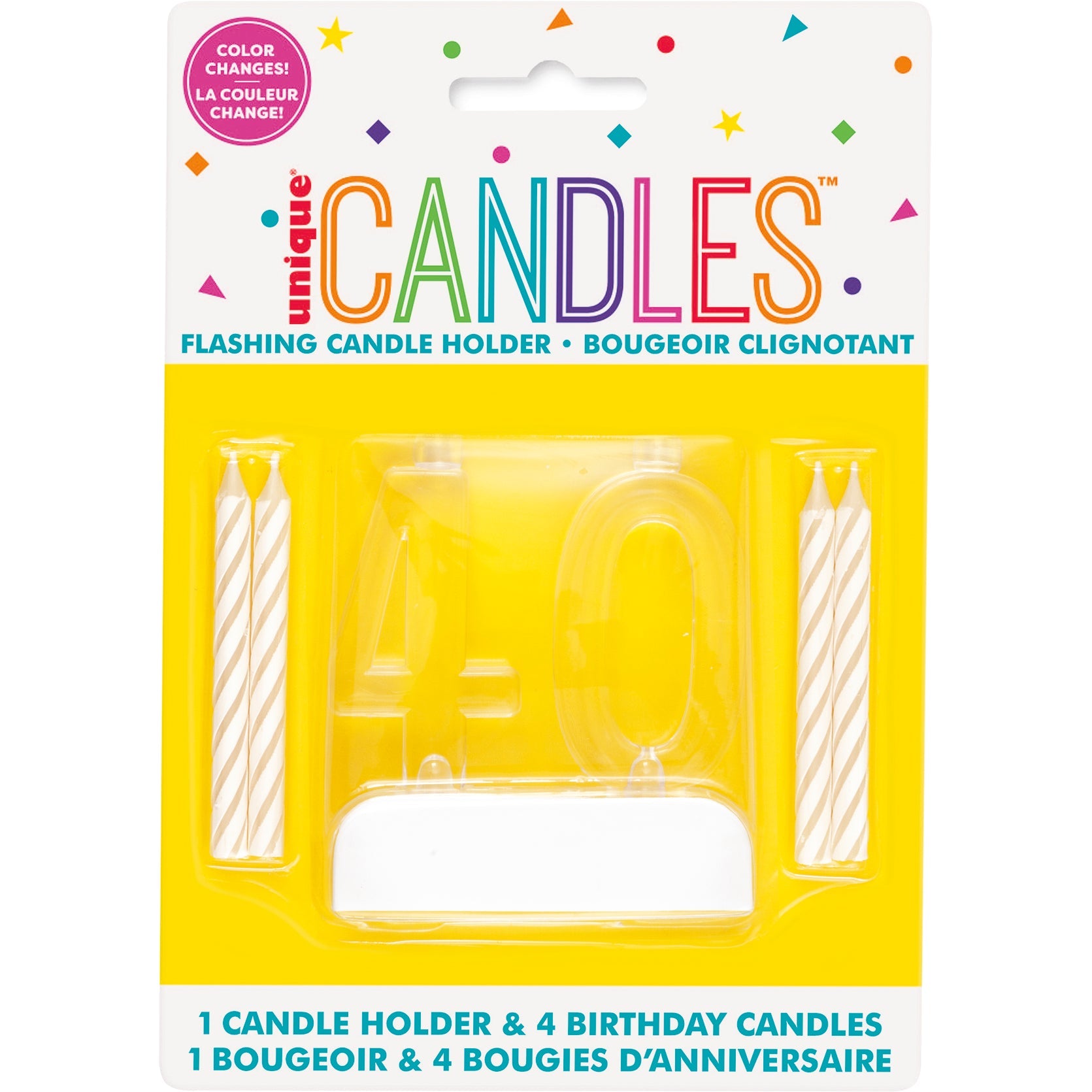 Age 40 Flashing Candle Holder with 4 Candles