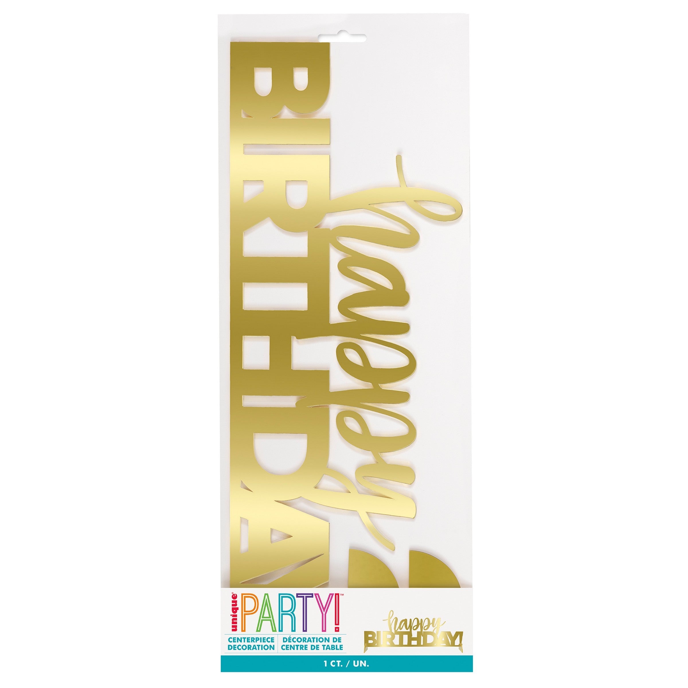 Gold Happy Birthday Acrylic Centerpiece 15x5.5in