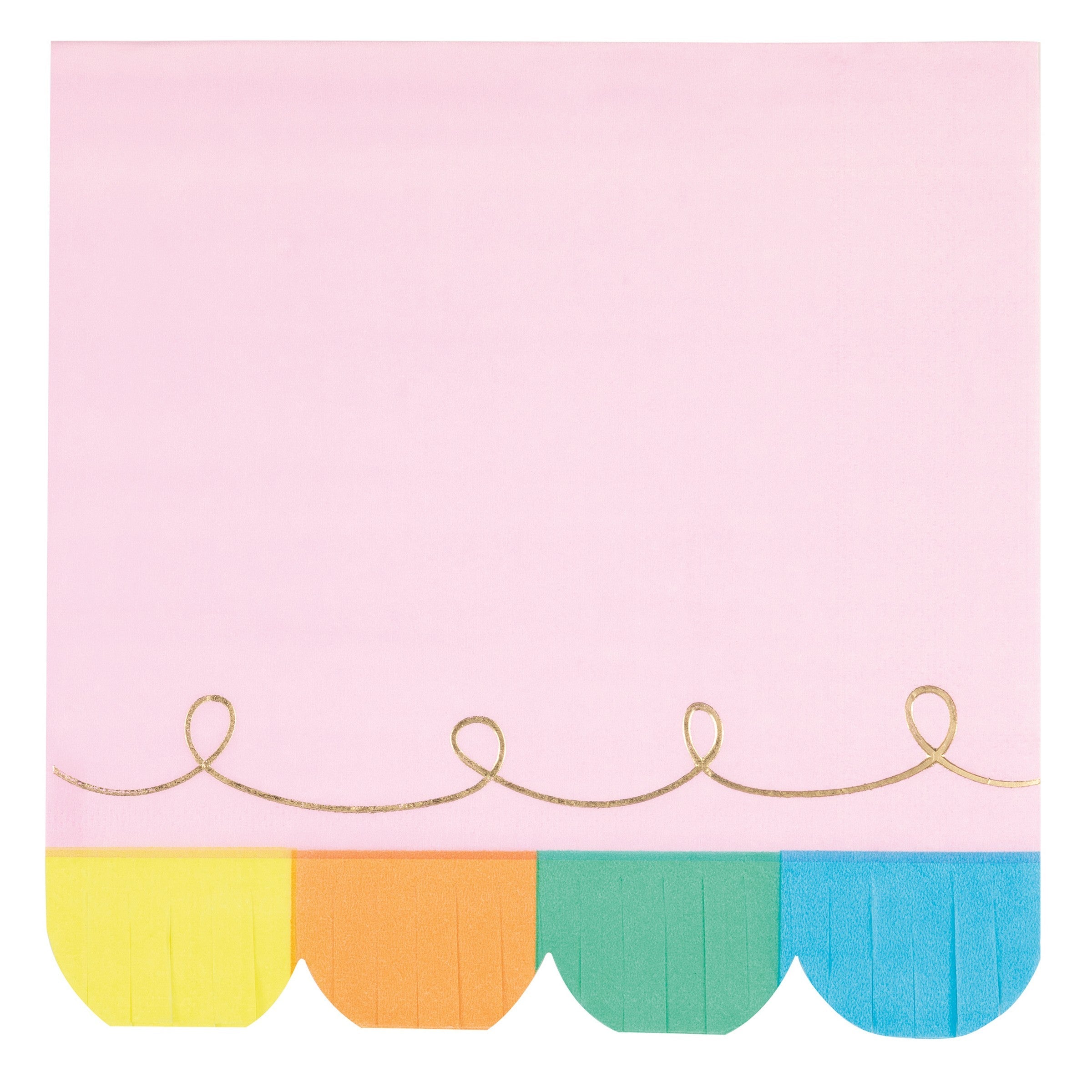 Rainbow Birthday Sweets 16 Fringed Luncheon Napkins 12.75x12.75in
