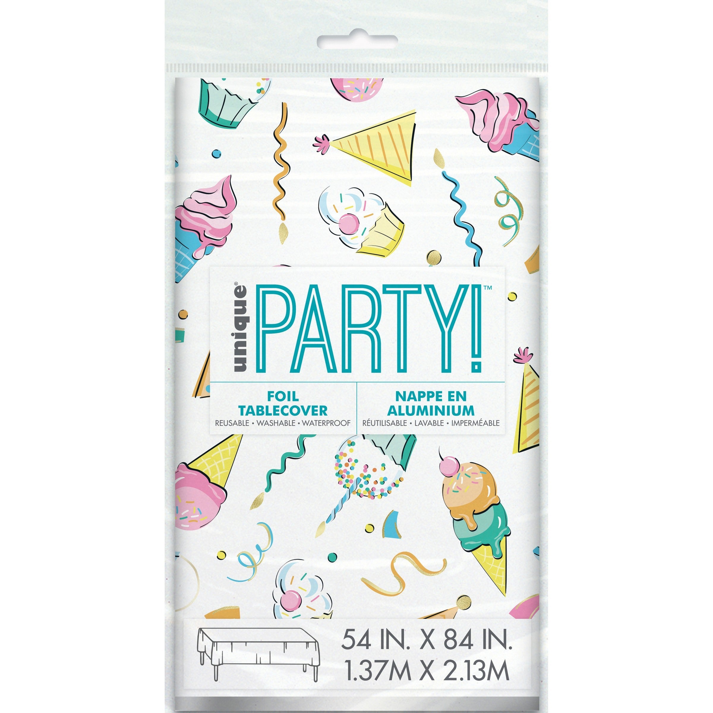 Rainbow Birthday Sweets Foil Tablecover 54x84in