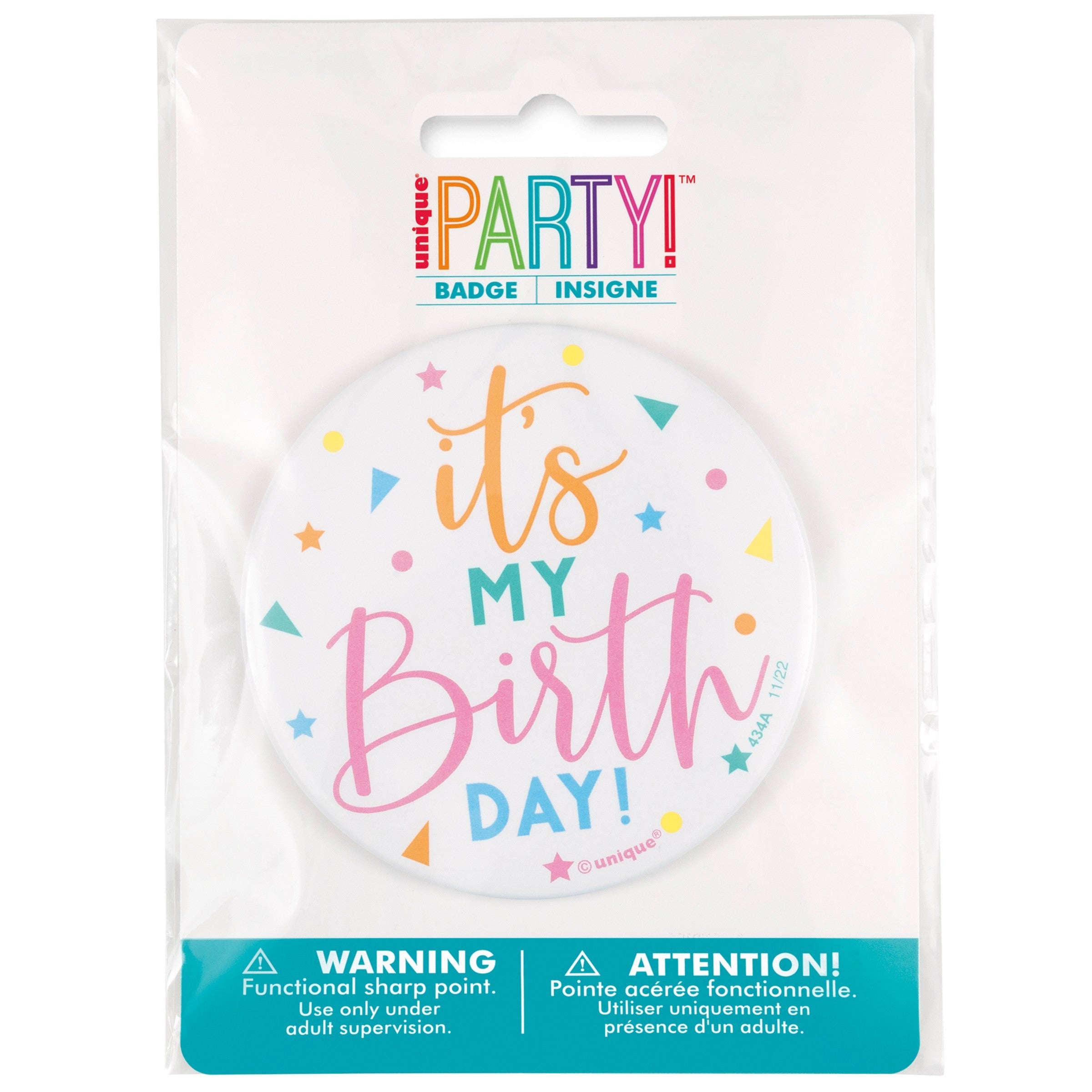 Bright Triangle It's My Birthday Badge 4in