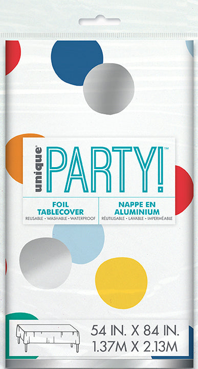 Happy Birthday Dots Foil Table Cover 54x84in