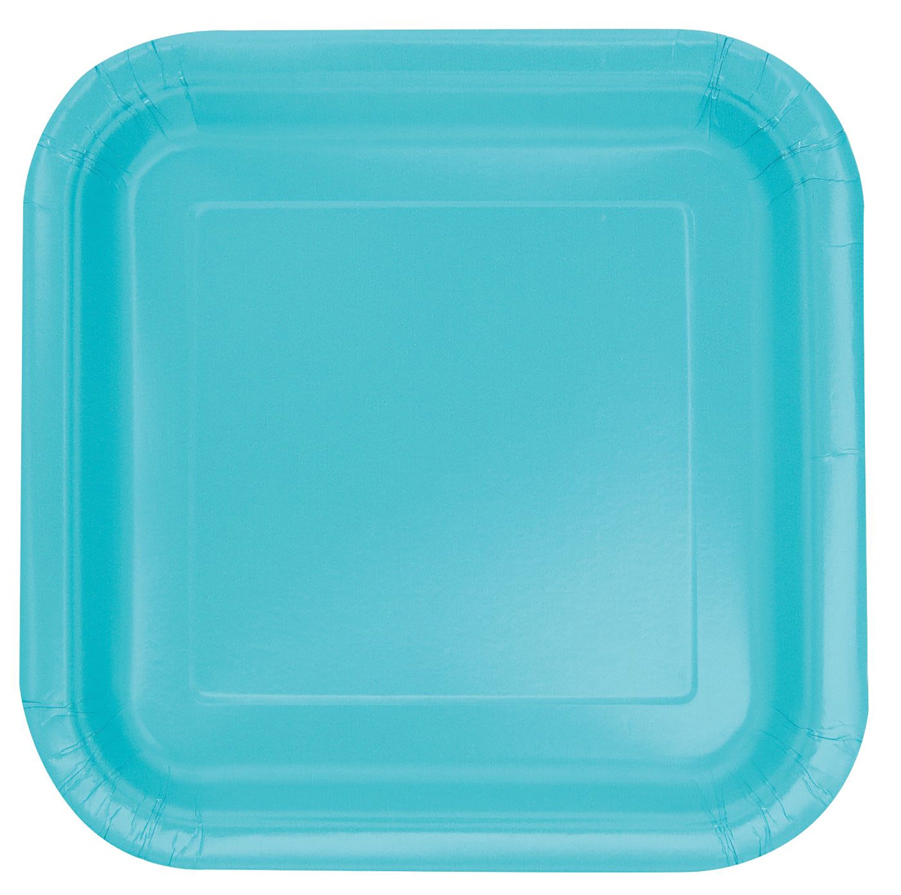 14 Square Caribbean Blue Paper Plates 9in