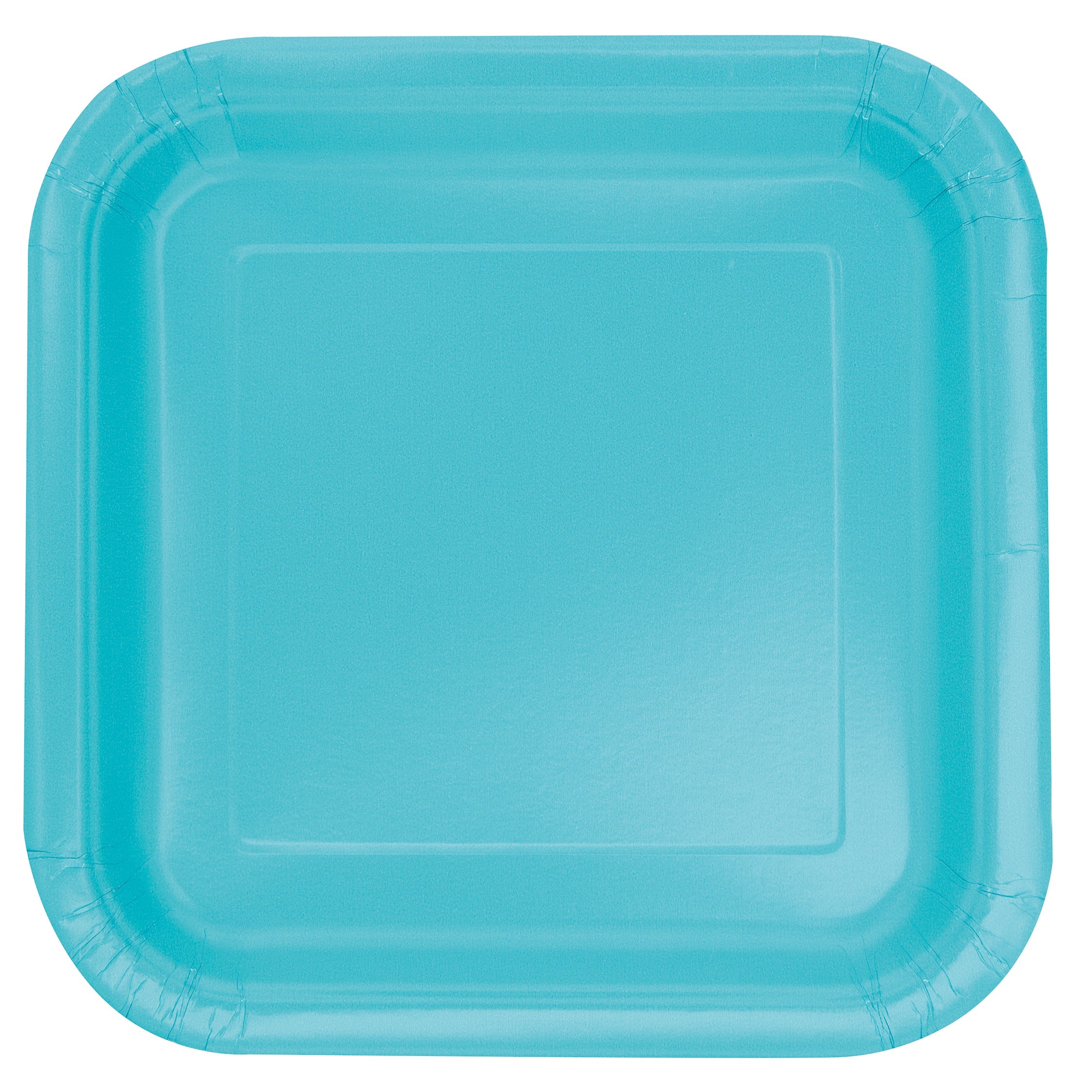 16 Square Terrific Teal Paper Plates 7in