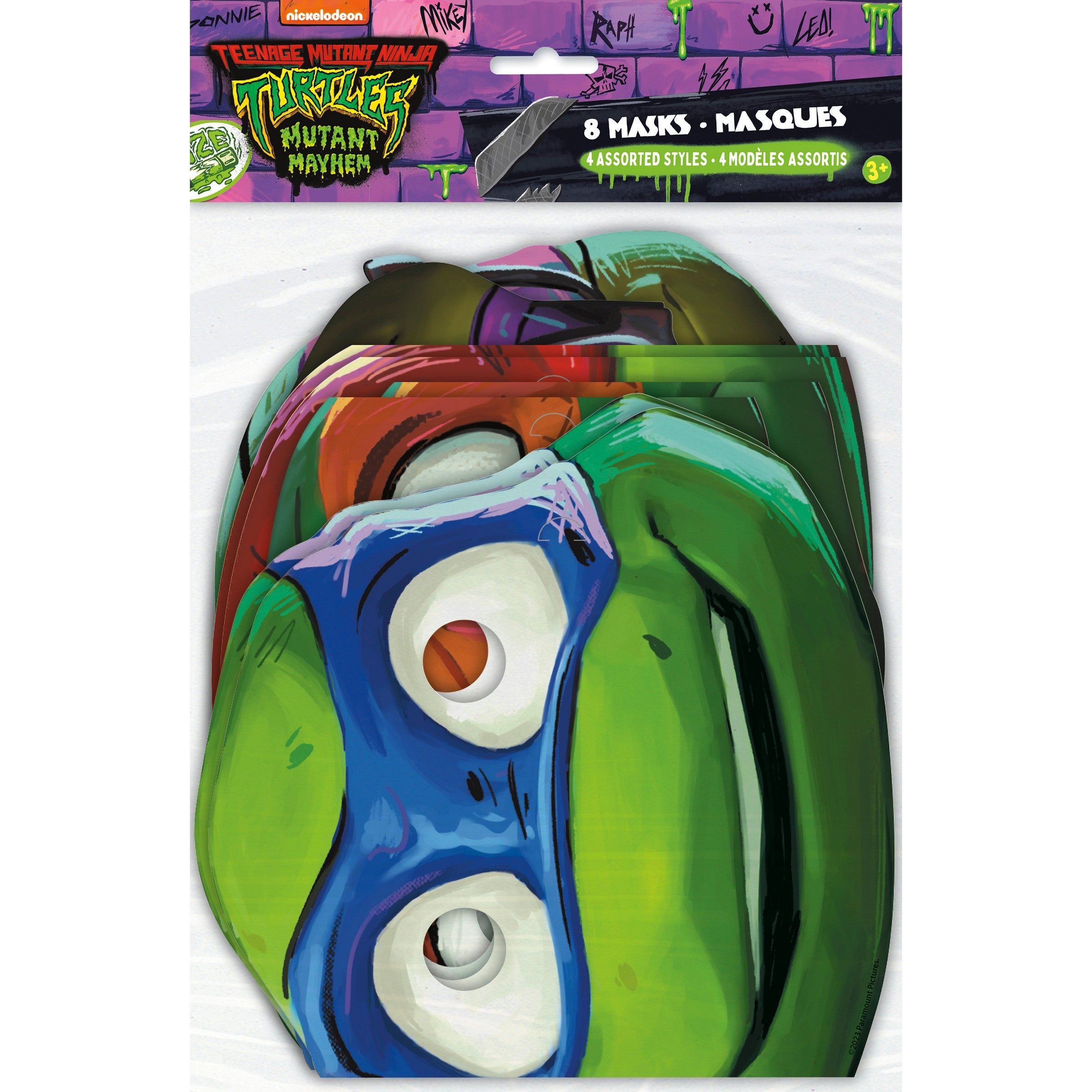Teenage Mutant Ninja Turtles Mutant Mayhem 8 Masques en Carton 8.5x7po