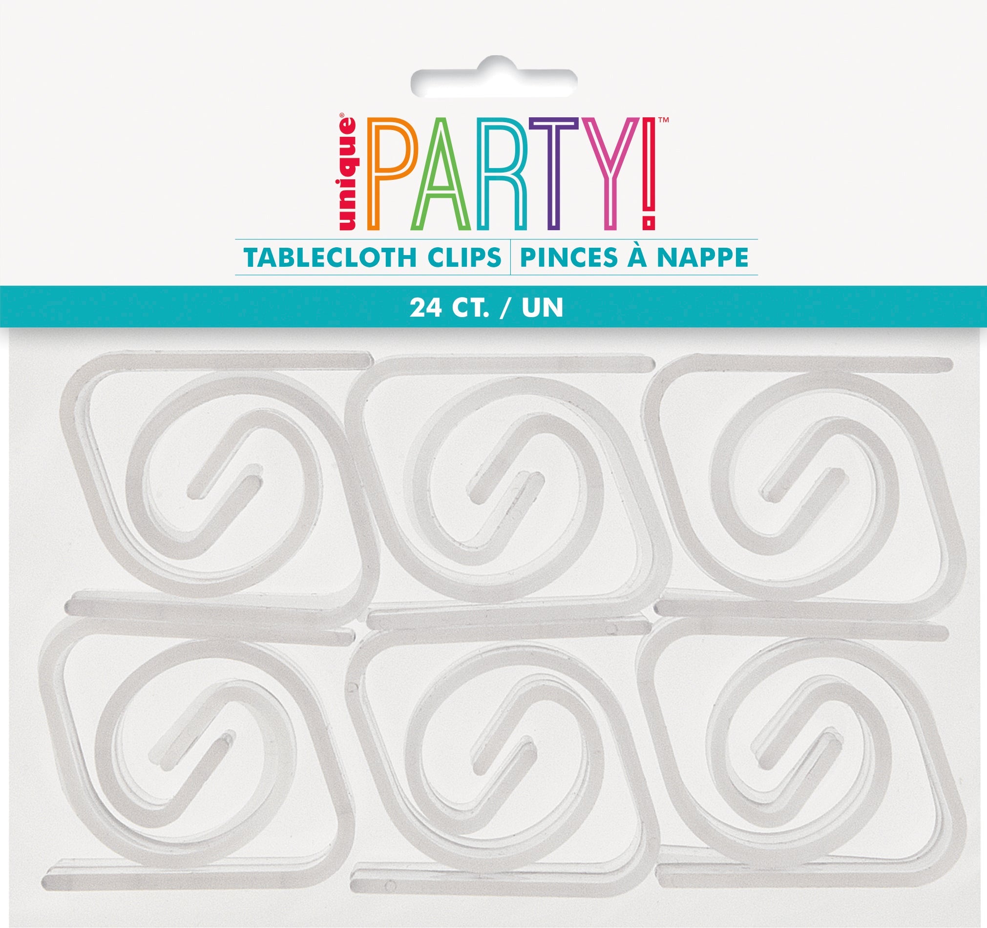 24 Clear Plastic Table Cover Clips 2x1.5in