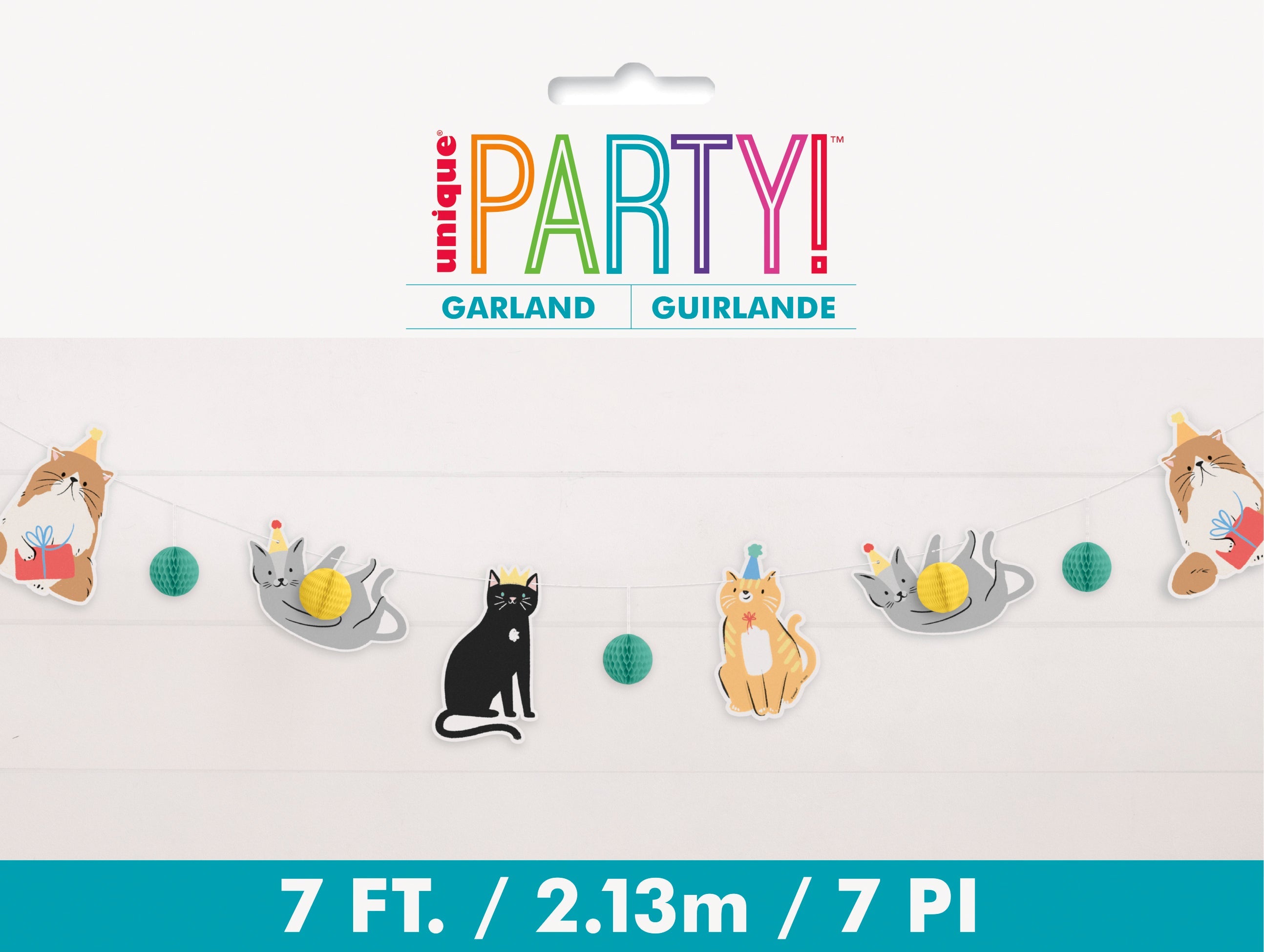 Paw Party Cats Banner with Honeycomb Balls 84in