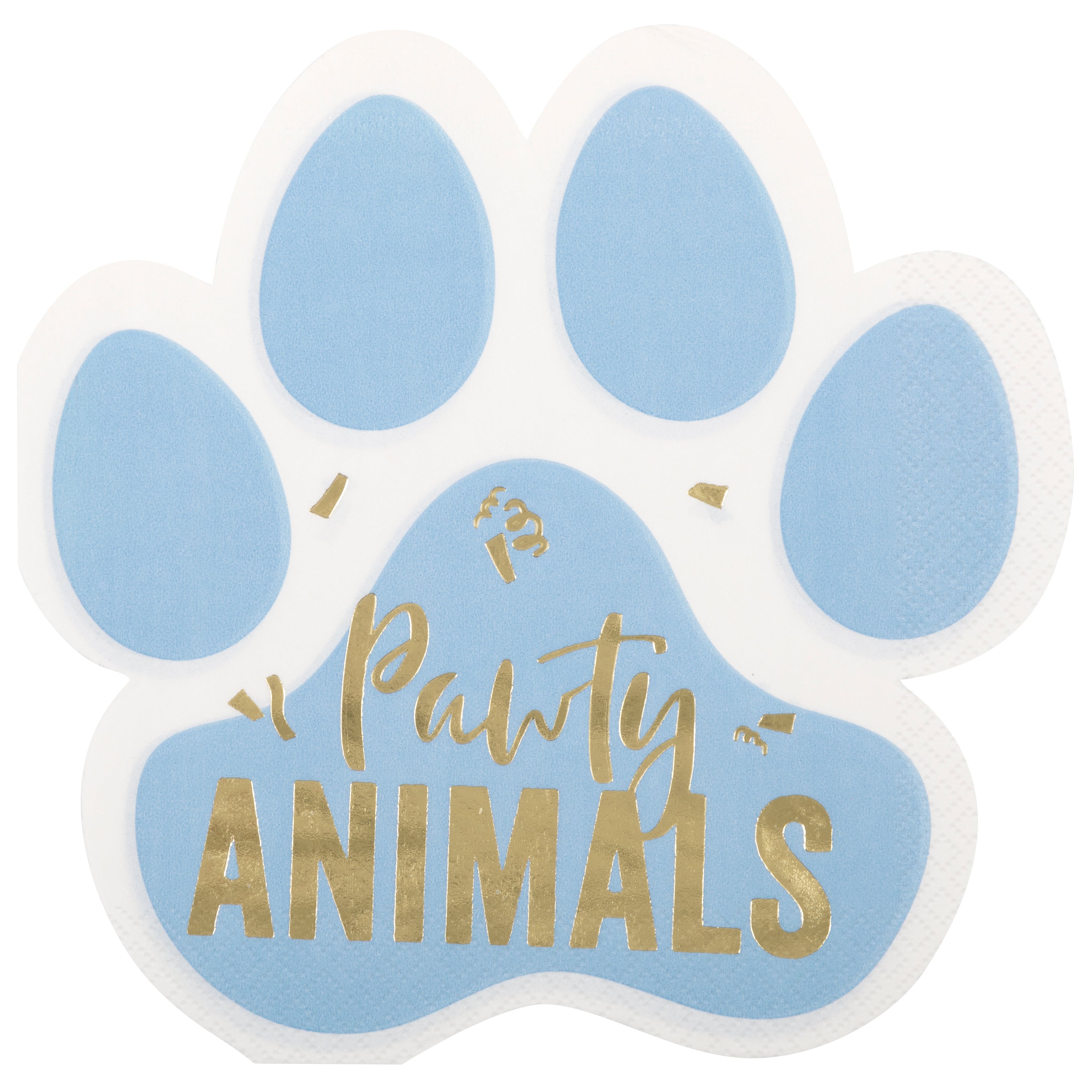 Paw Party 16 Paw Shaped Luncheon Napkins with Foil 11.5x11.5in
