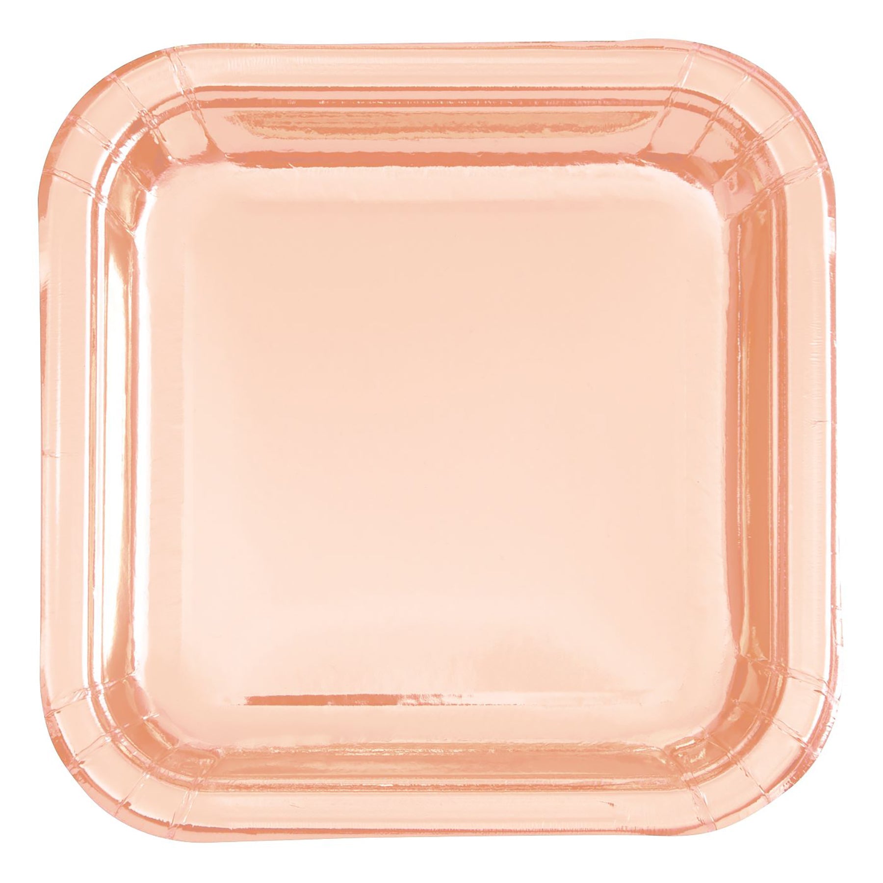 8 Foil Square Rose Gold Paper Plates 9in
