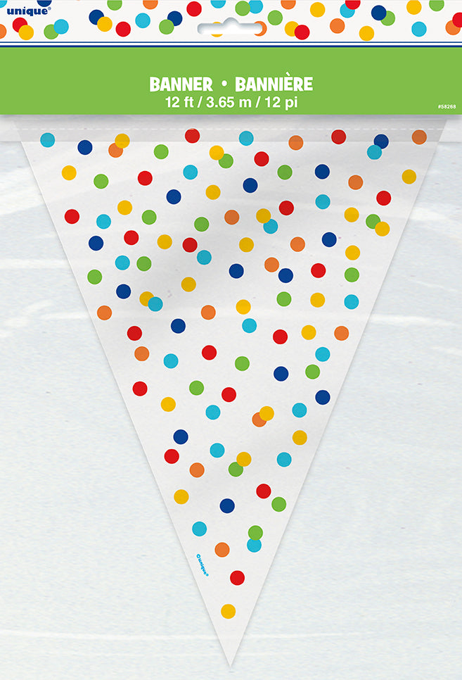 Rainbow Polka Dots Plastic Flag Banner 144in