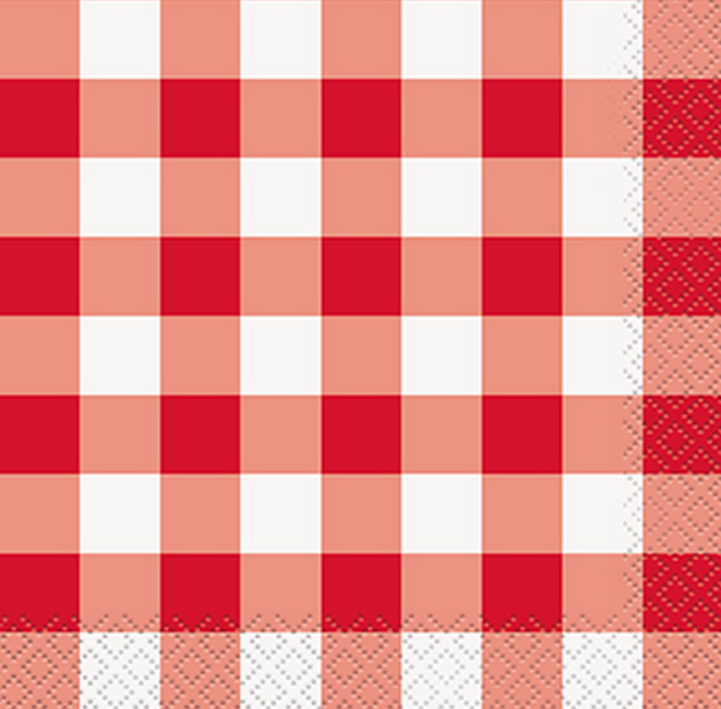 Red Gingham 16 Beverage Napkins 9.75x9.75in