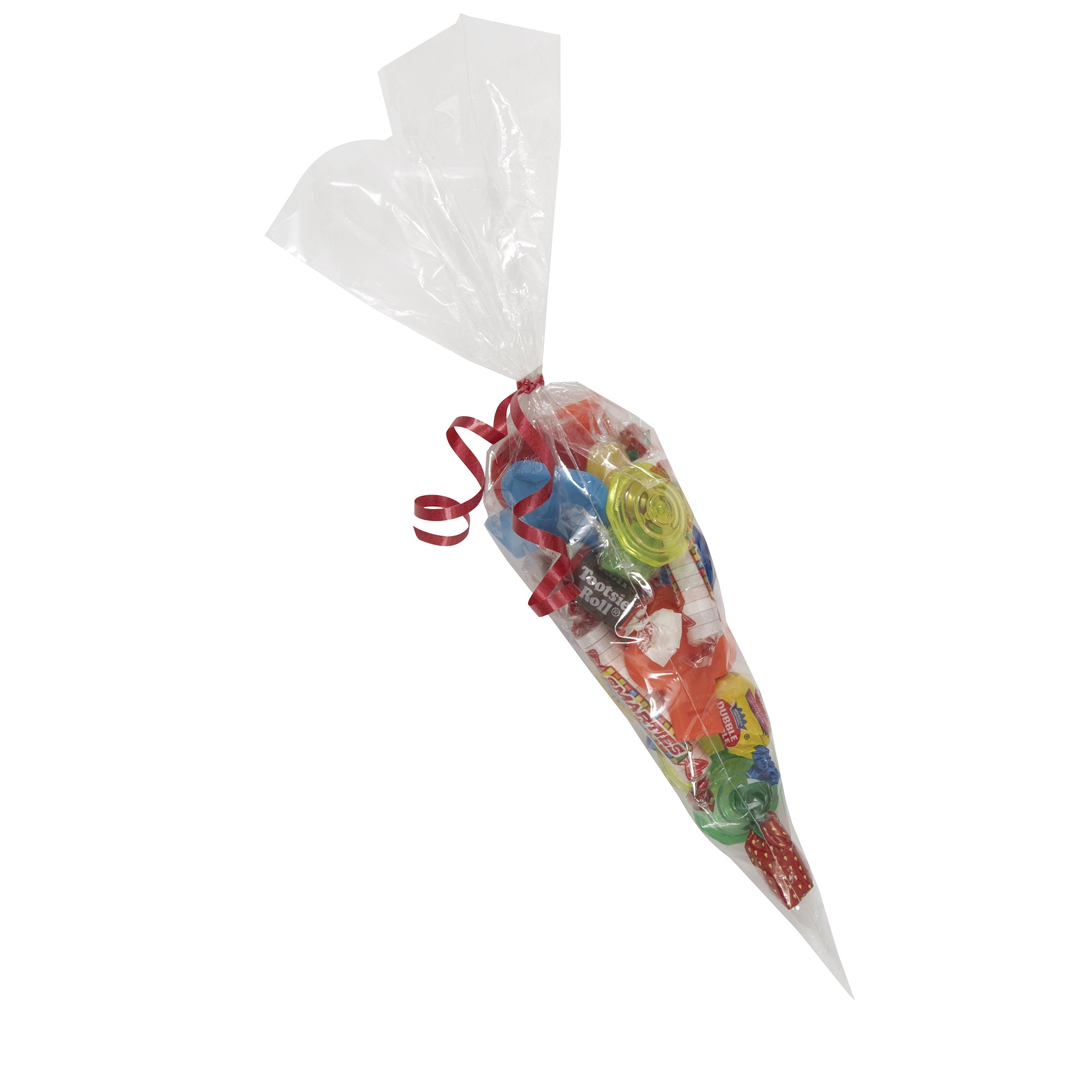 25 Cone Clear Cello Gift Bags with Twist Ties 15in