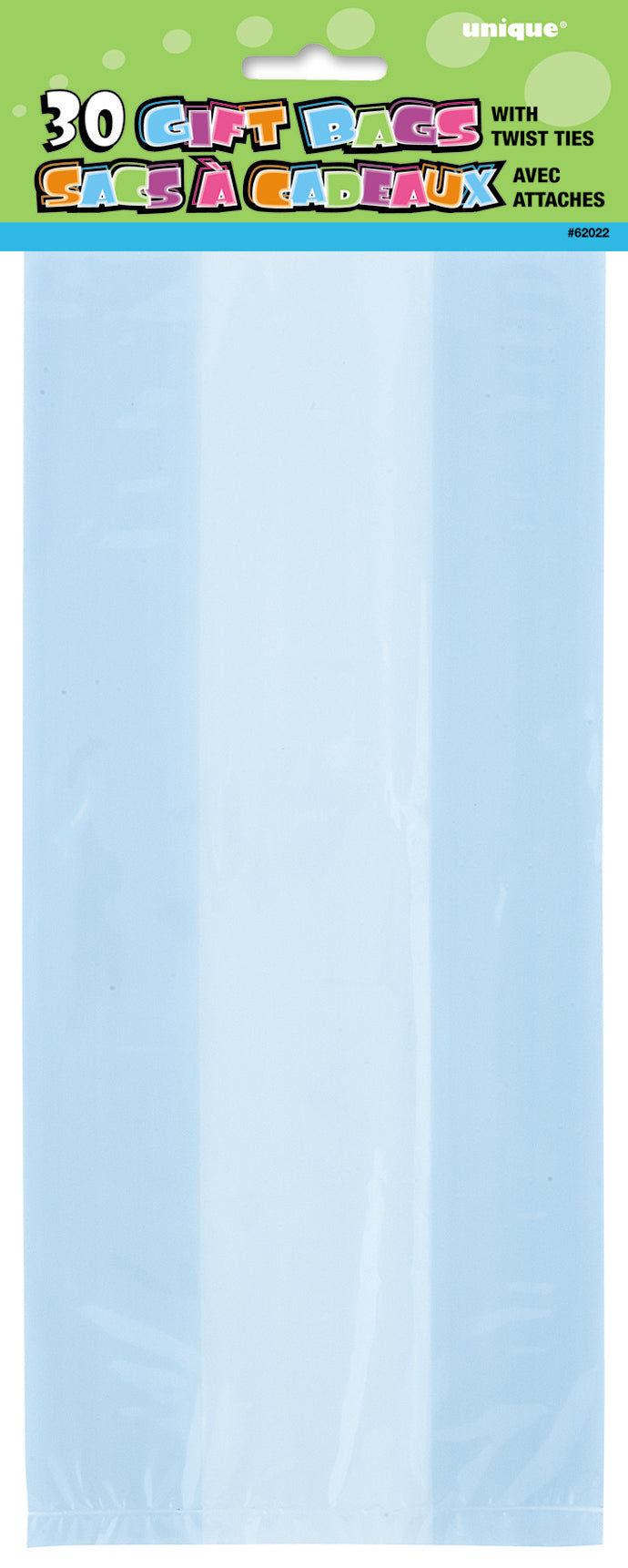 30 Baby Blue Cello Bags - Twist-ties Included 11x5in