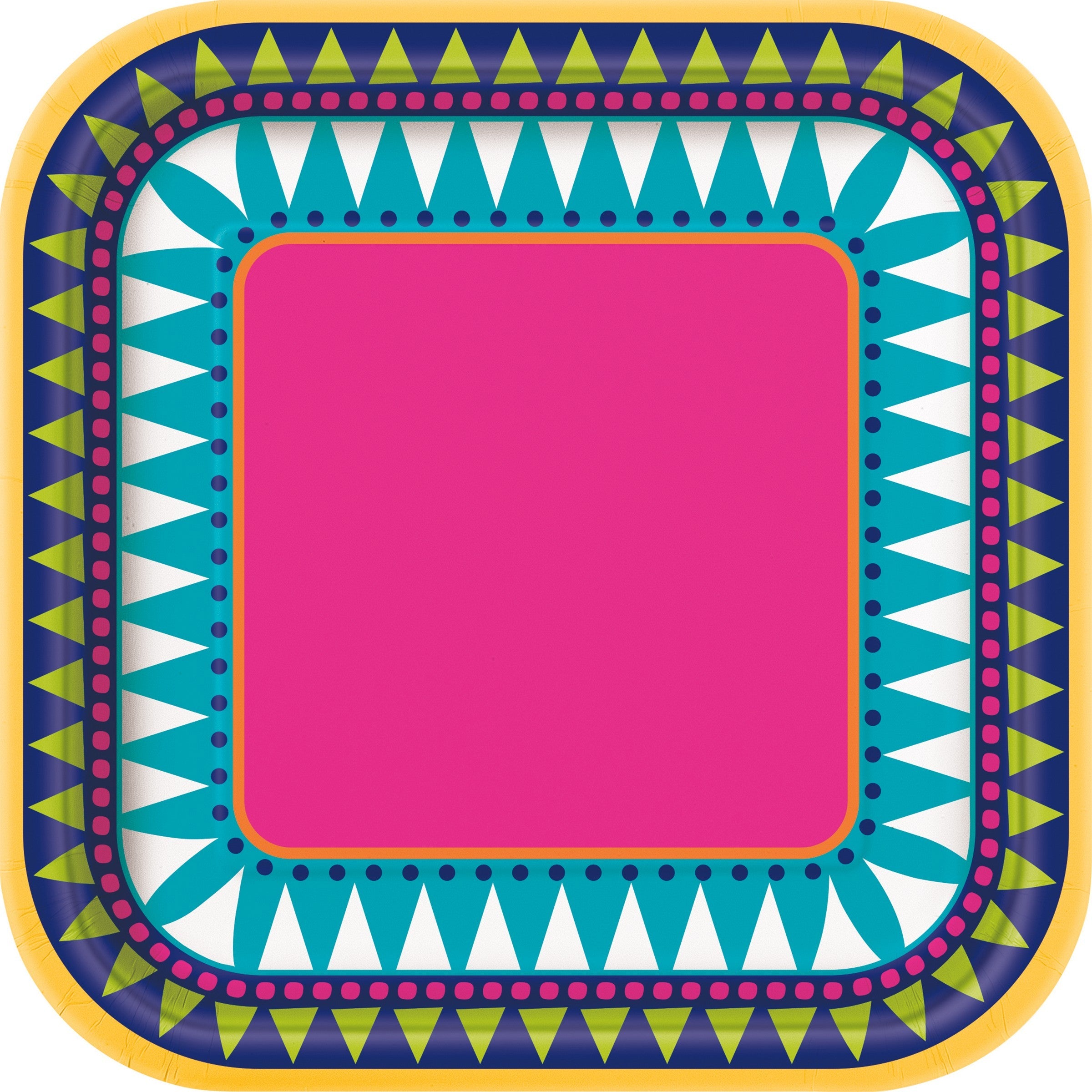 Boho Fiesta 10 Square Paper Plates 7in