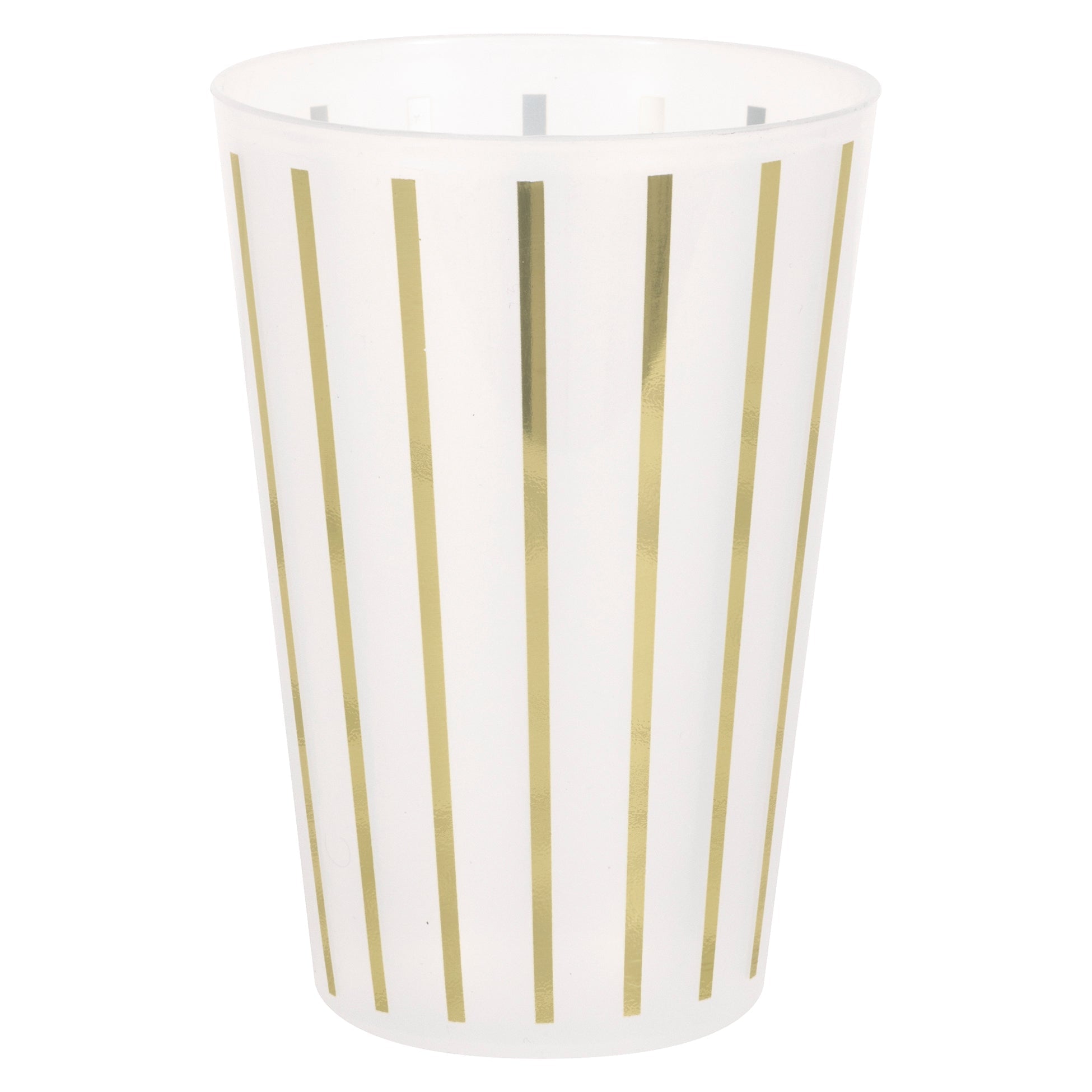 8 Foil Stamped Gold Striped Frosted Cups - Reusable Plastic 16oz