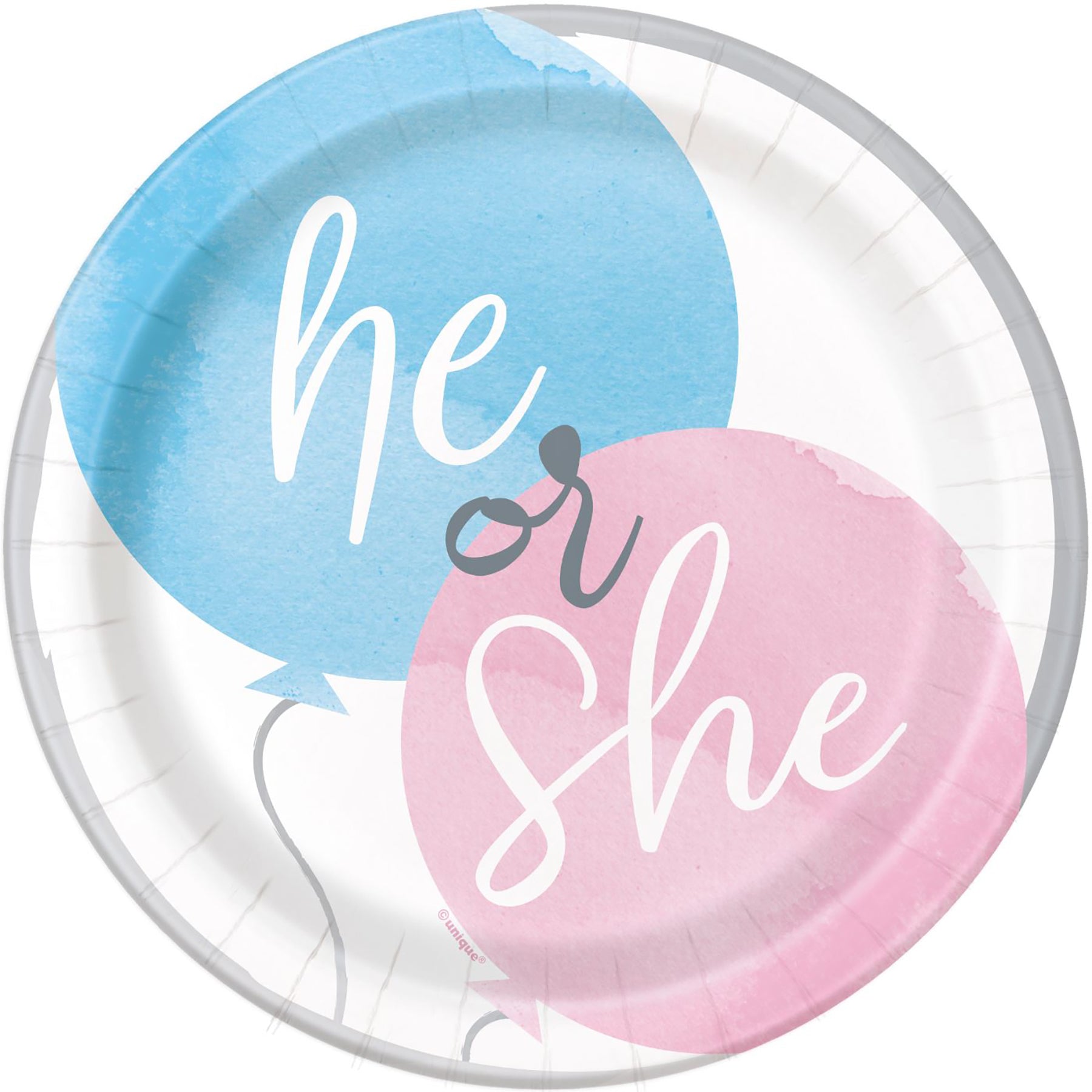 Gender Reveal Party 8 Round Paper Plates 7in