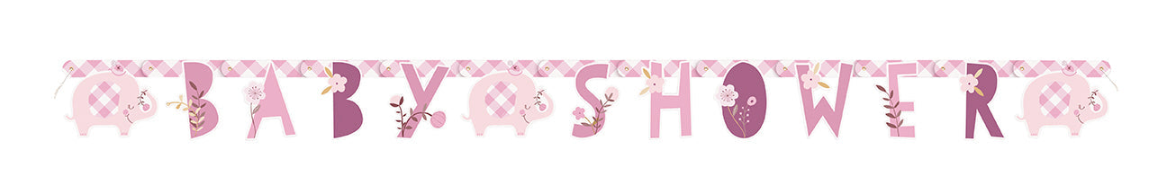 Pink Floral Elephant Jointed Banner 63in