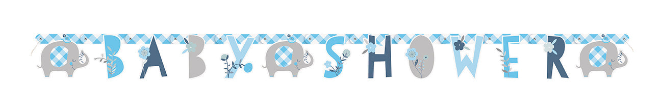 Blue Floral Elephant Jointed Banner 63in
