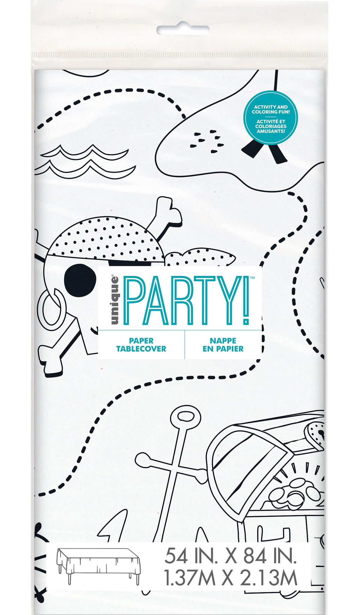Ahoy Pirate Coloring Paper Tablecover 54x84in