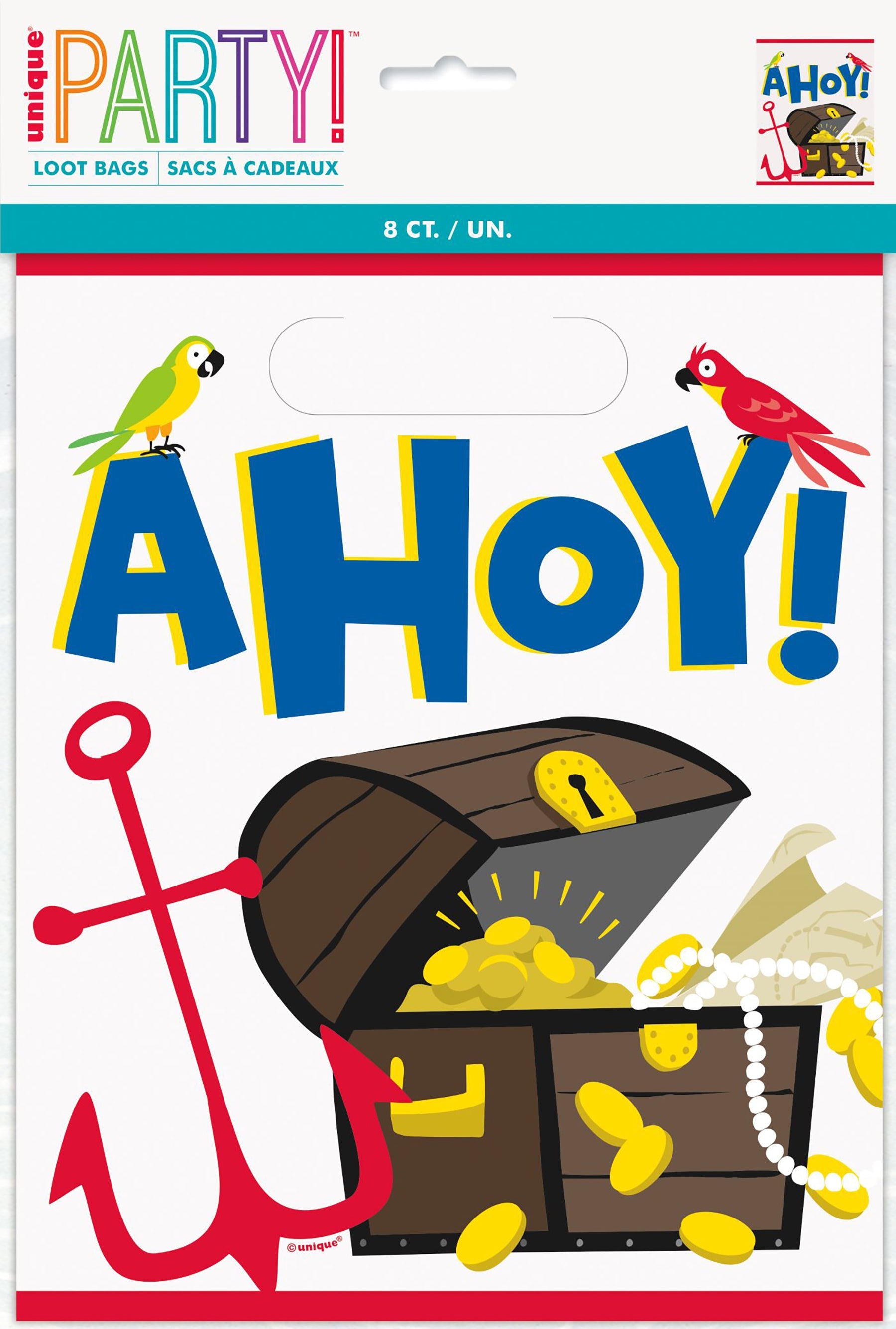Ahoy Pirate 8 Plastic Treat Bags 7.25x9in
