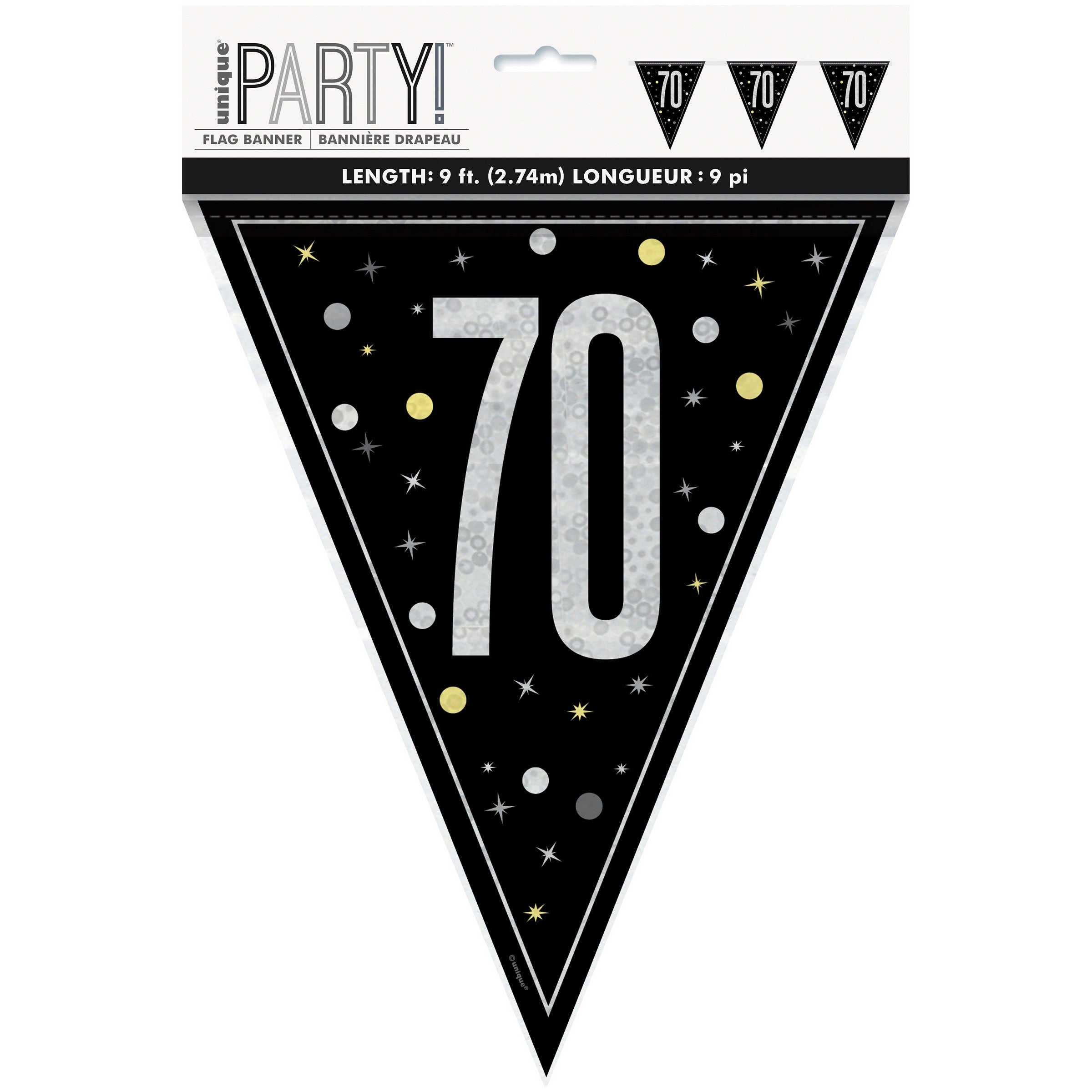 Age 70 Black Flag Banner Plastic 108in