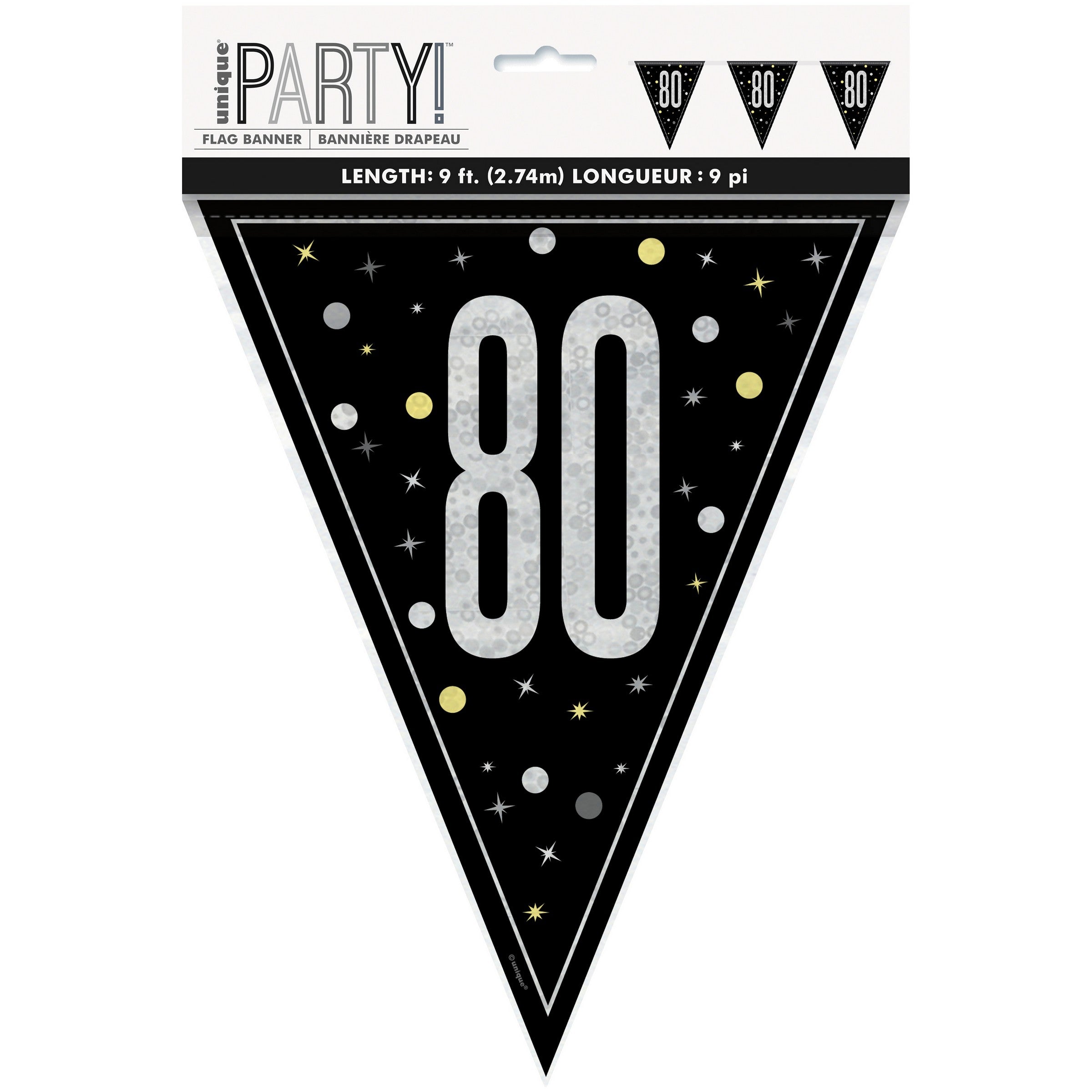 Age 80 Black Flag Banner Plastic 108in
