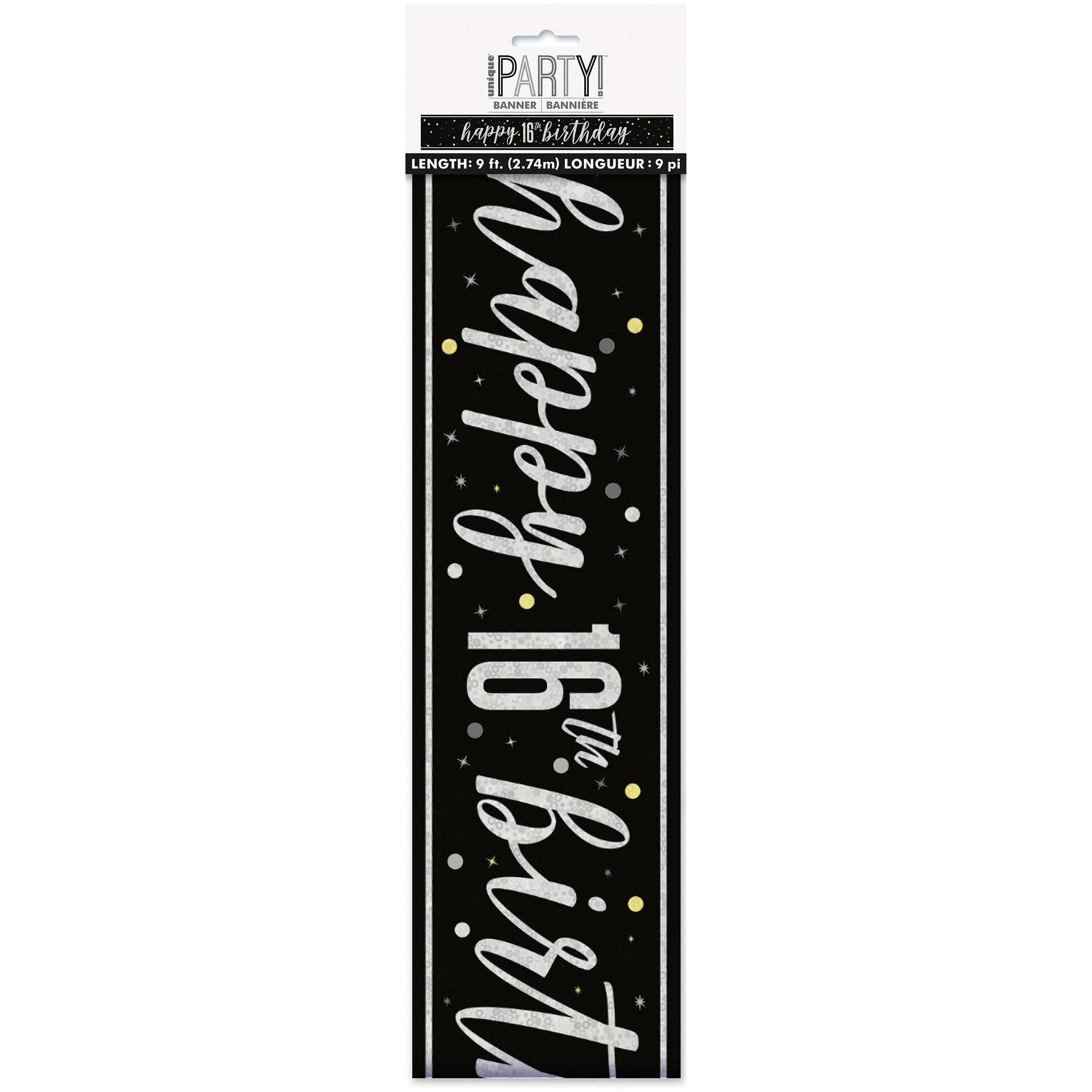 Age 16 Black Plastic Banner 108in