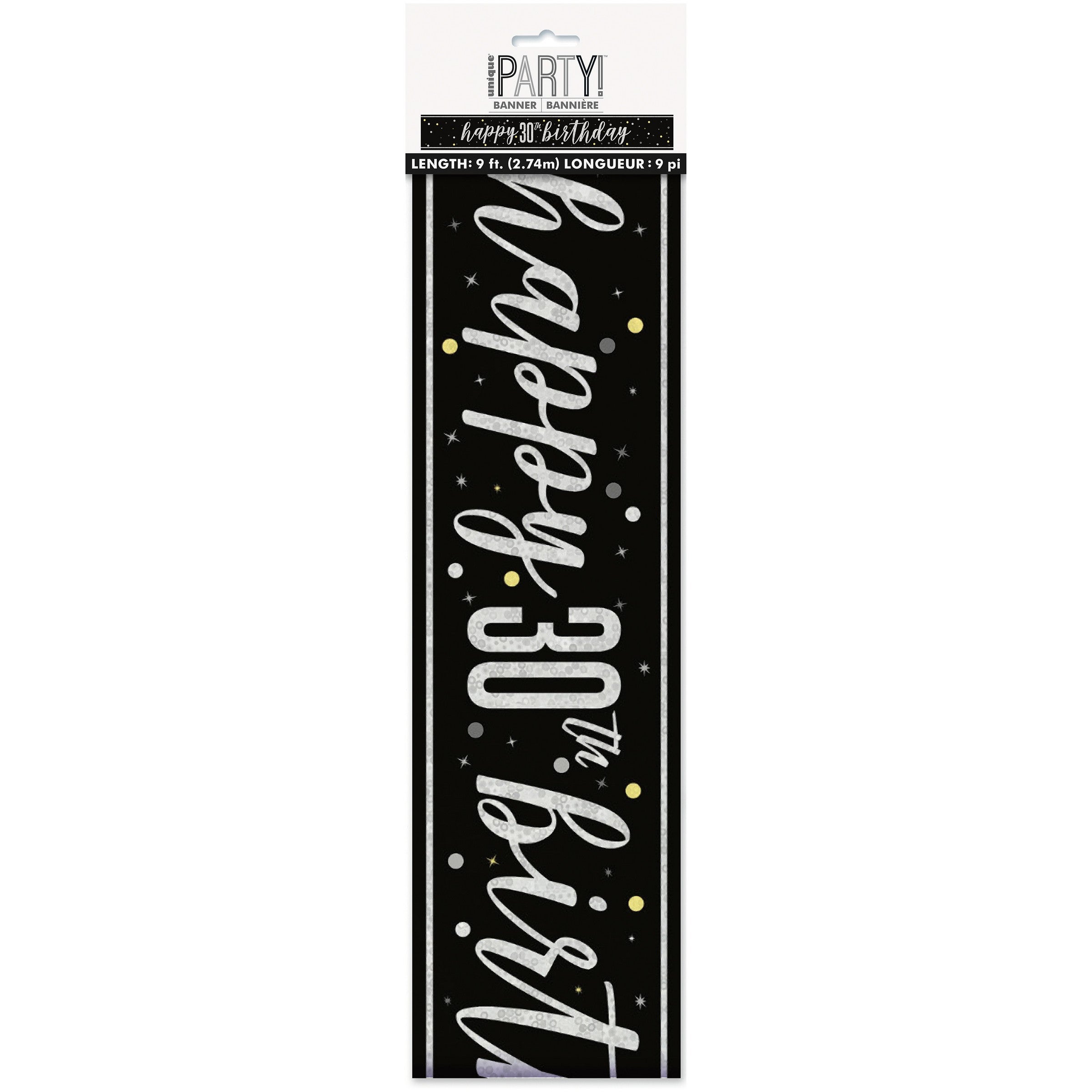Age 30 Black Plastic Banner 108in