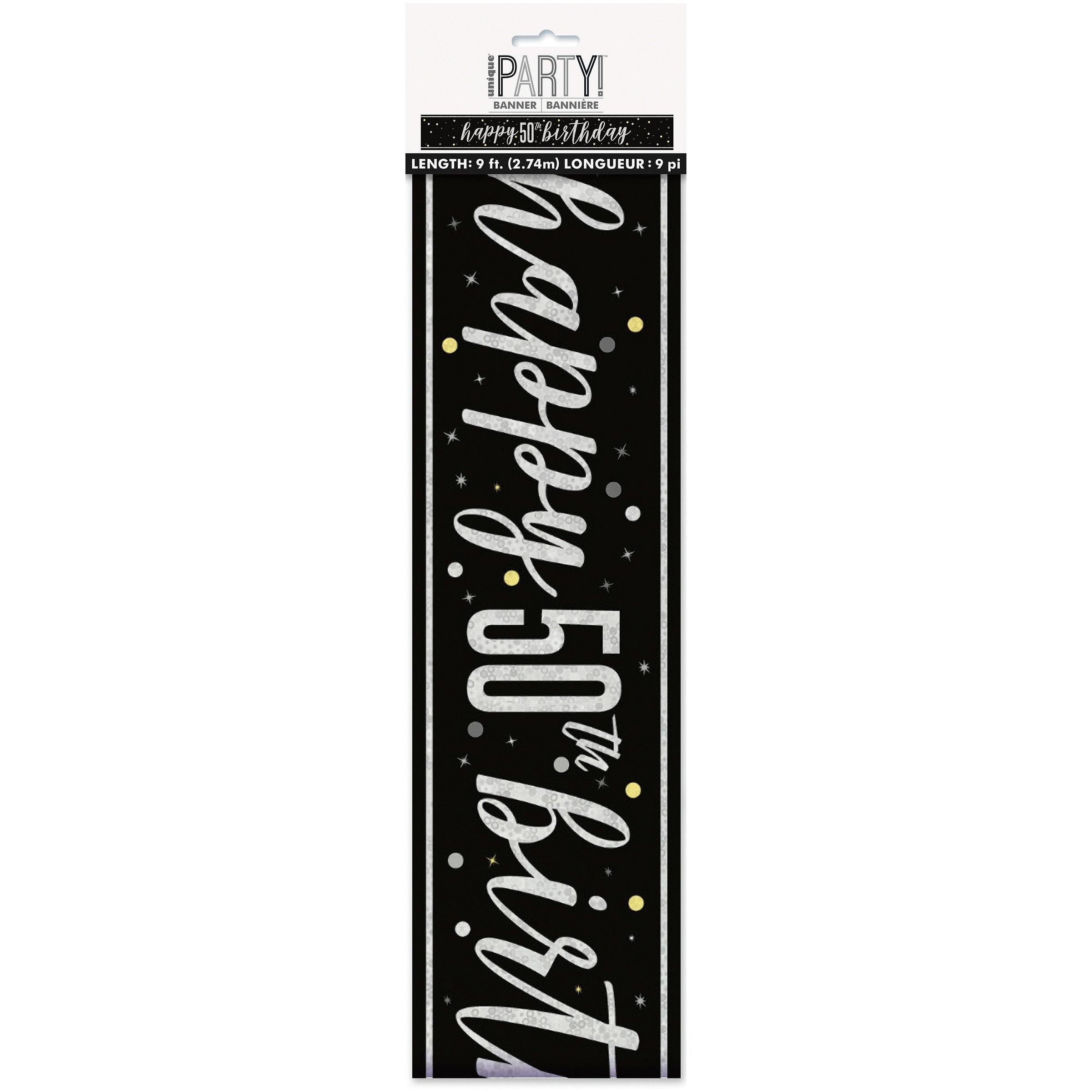 Age 50 Black Plastic Banner 108in