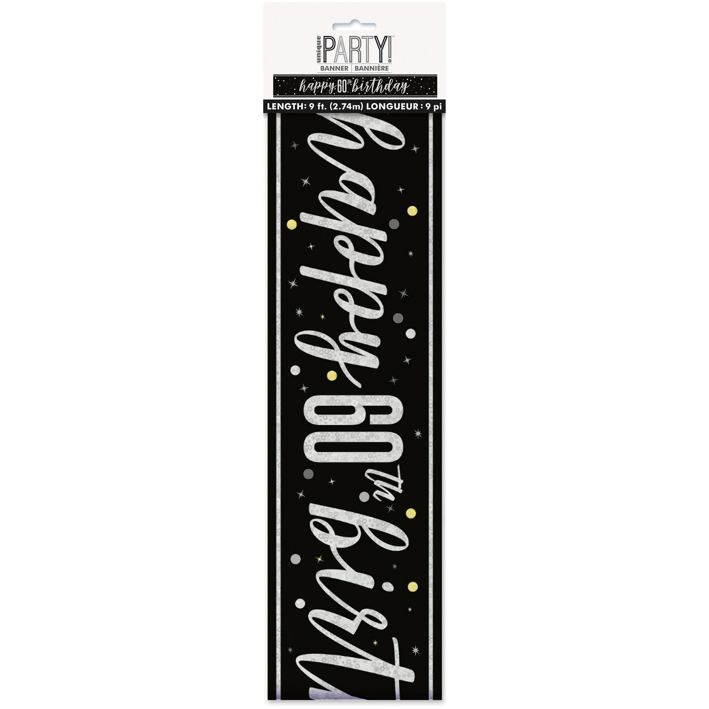 Age 60 Black Plastic Banner 108in