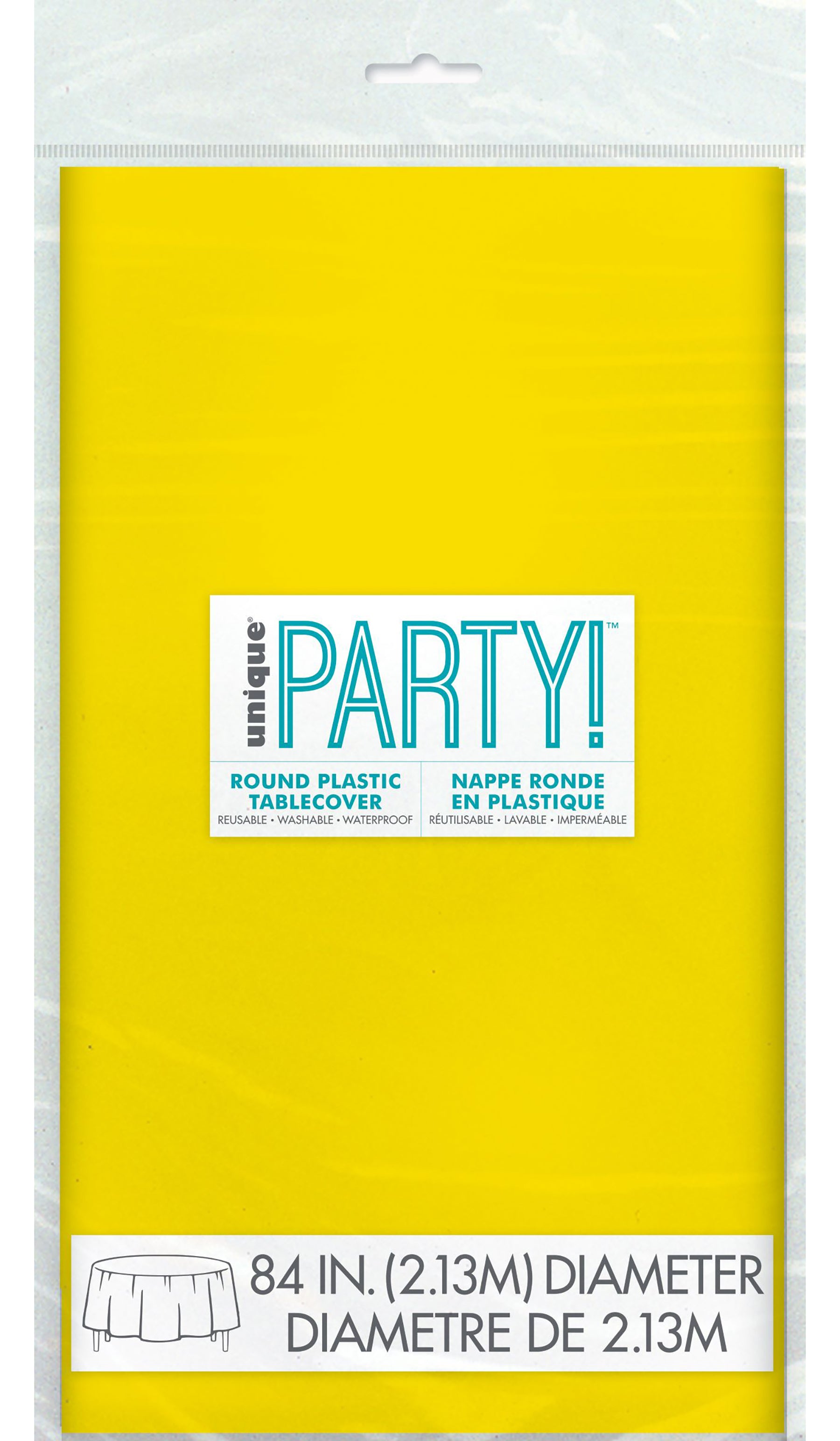 Round Neon Yellow Plastic Tablecover 84in dia.