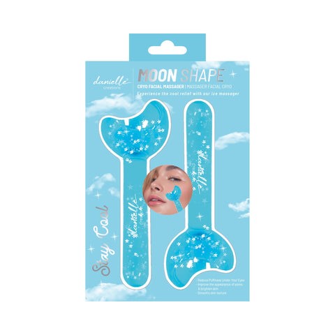 Danielle Creations 2 Moon Shaped Cryo Facial Massager 6x1.8in - Blue - Glass