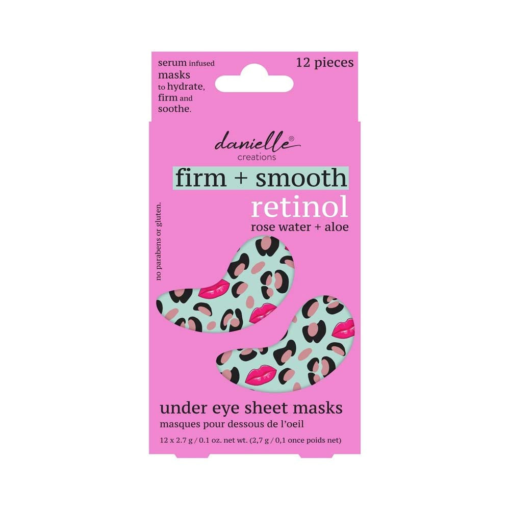 Danielle Creations 12 Under Eye Sheet Masks - Retinol, Rose Water and Aloe 12x2.7g