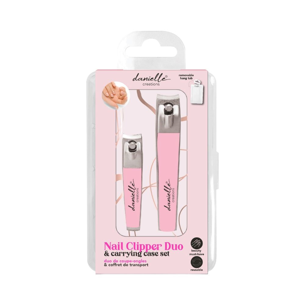 Danielle Creations 2pcs Nail Clipper Duo with Plastic Carrying Case - Pink