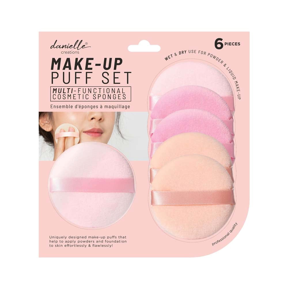 Danielle Creations 6pcs Makeup Puff Set - Round Pastel Color 2.3in