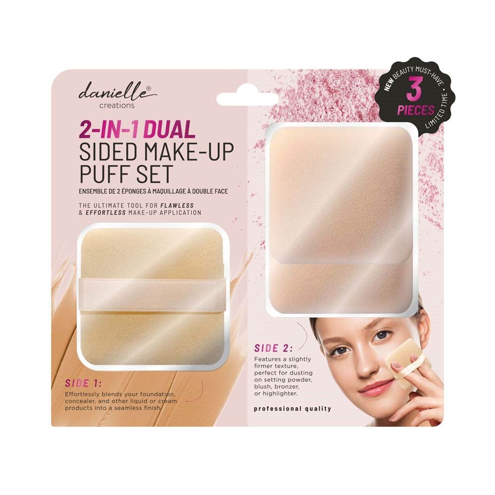 Danielle Creations 3pcs 2in1 Dual Sided Square Makeup Puff Set 2.25in