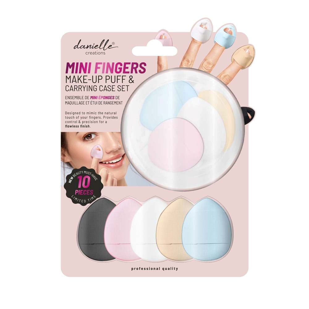 Danielle Creations 10pcs Mini Fingers Makeup Puff Set with Carrying Case