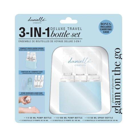 Danielle Creations - 3pcs Travel Bottle Set with Carrying Case - Blue