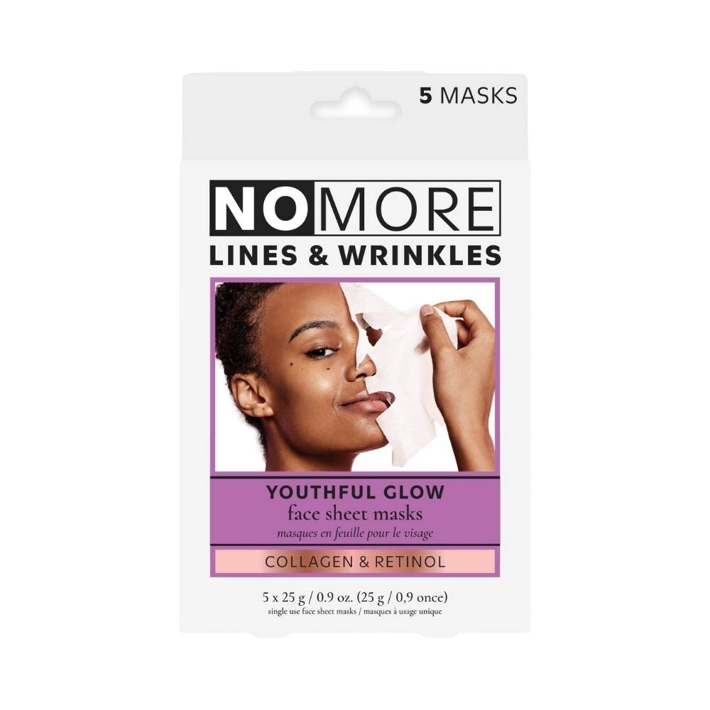 No More 5 Face Sheet Masks Youthful Glow - Collagen and Retinol 5 x 25g
