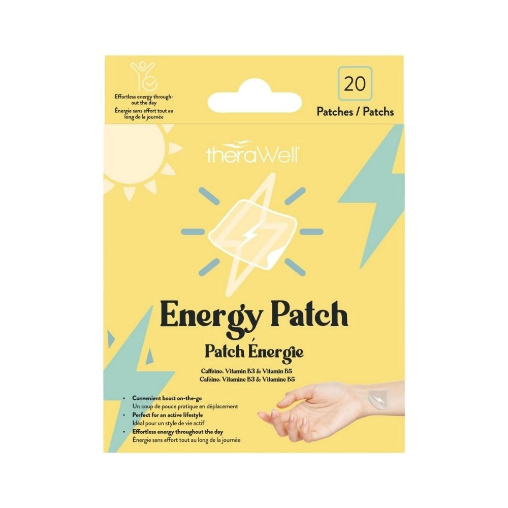 theraWhell 20 Energy Patches - Caffeine, Vitamin B3 and B5