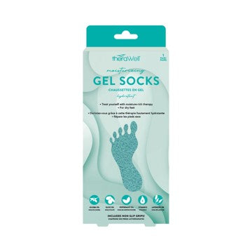 theraWhell 2 Moisturizing Gel Socks - Green 98% Polyester 2% Spandex One Size