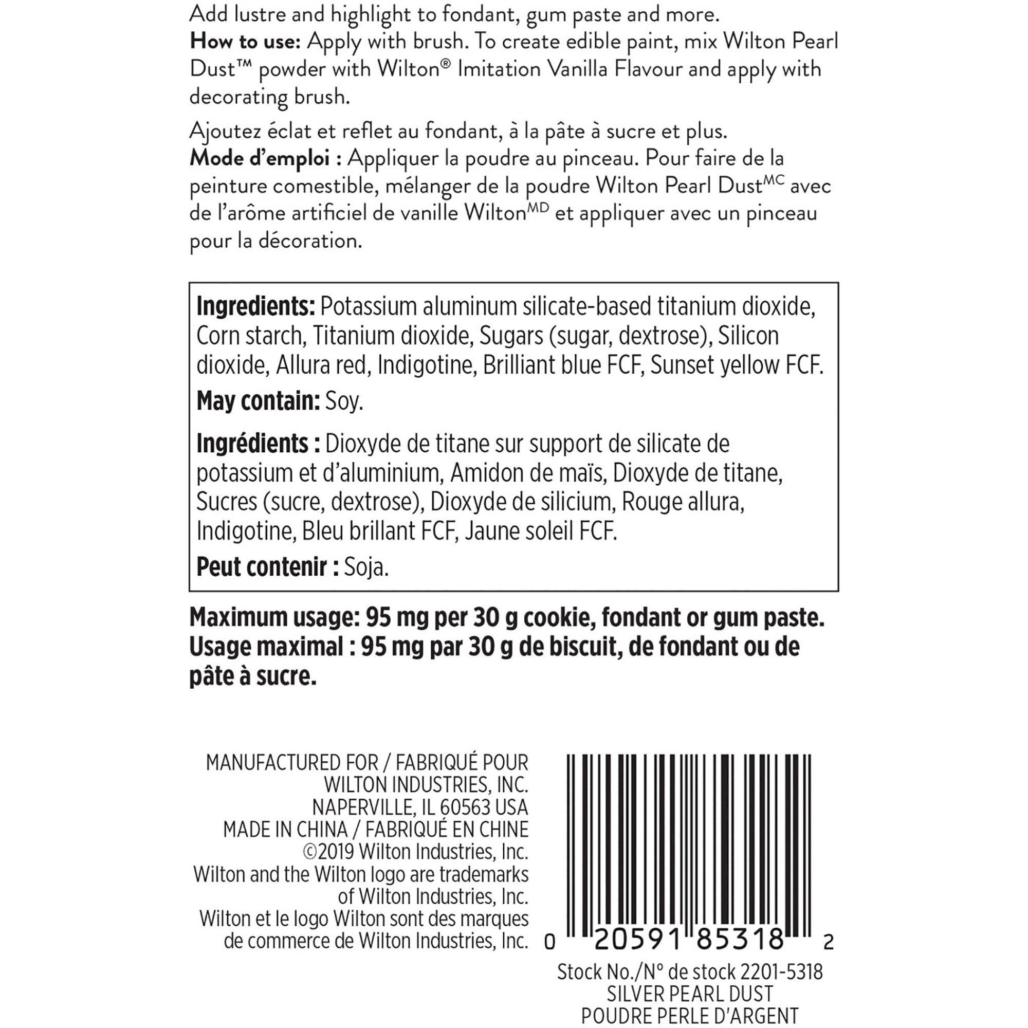 Wilton Food Coloring Powder Silver 0.05oz (1.4g)