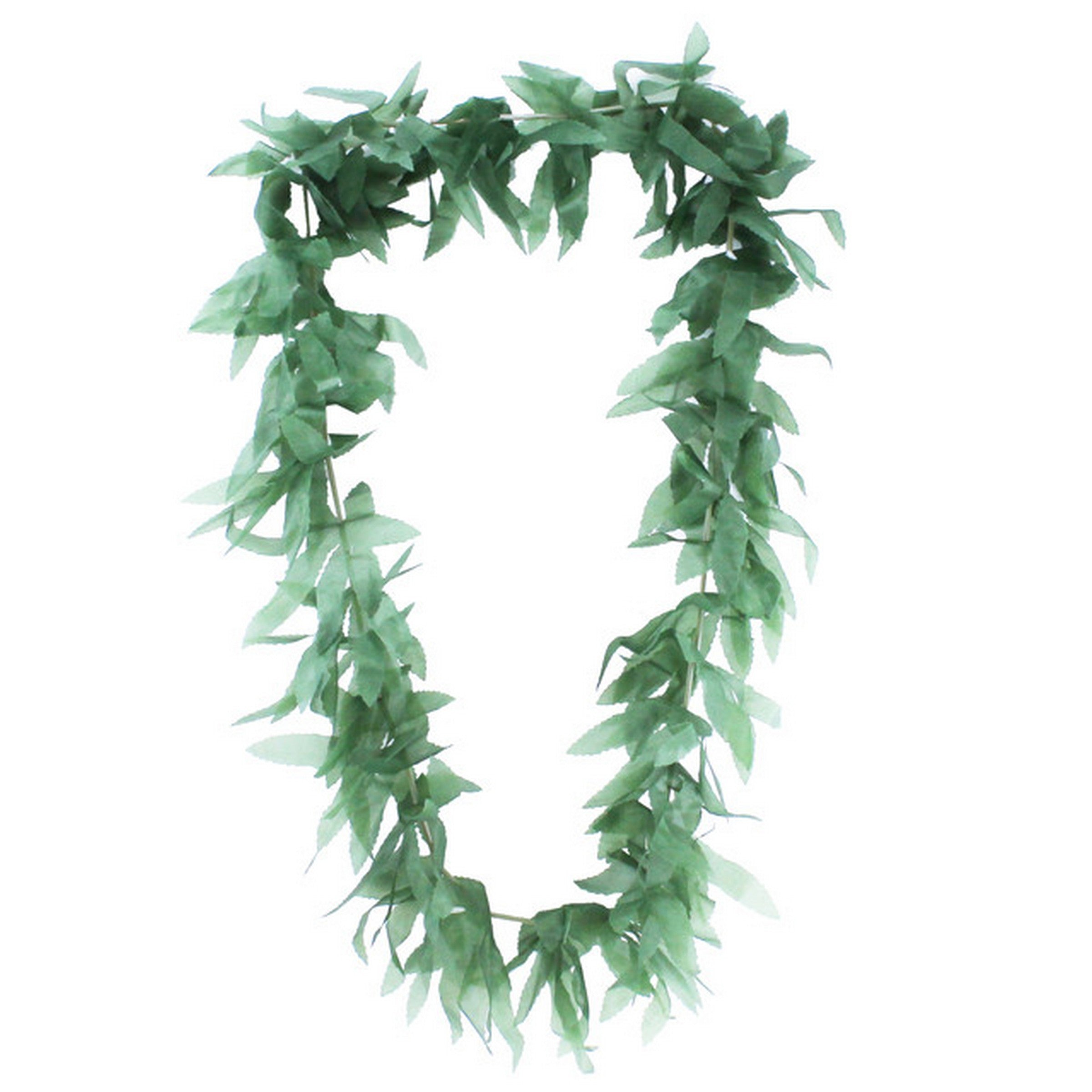 Hawaiian Happy Green Leaf Flower Lei 42in