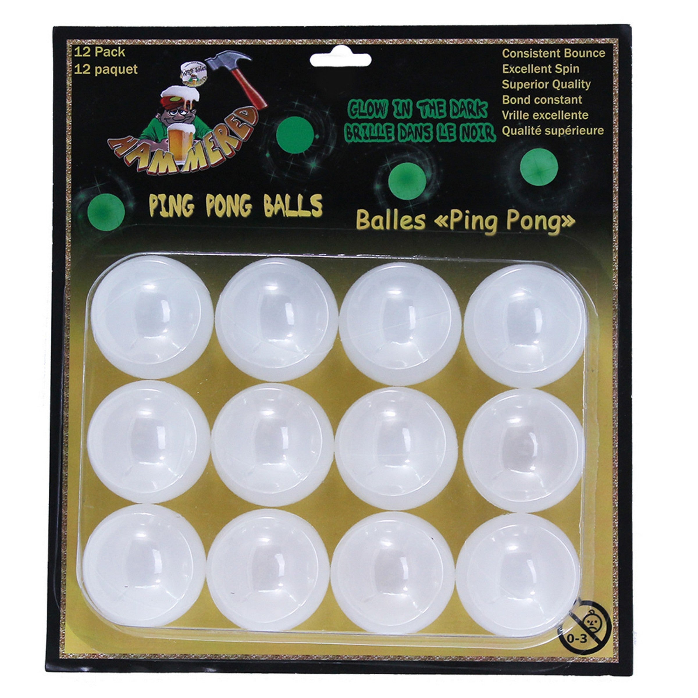 12 Glow in the Dark Ping Pong Balls 1.5in
