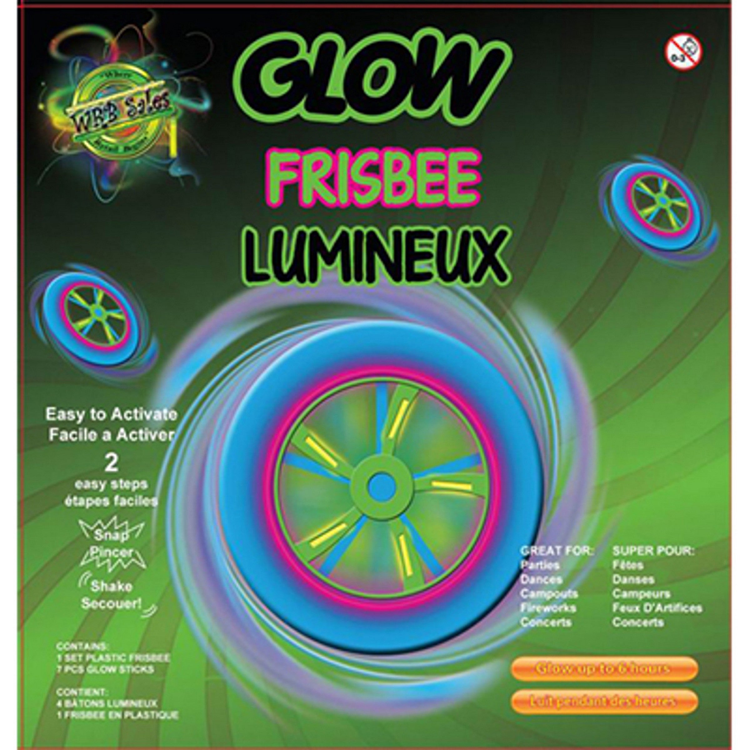 Glow Frisbee 8x8in approx. Age 3+