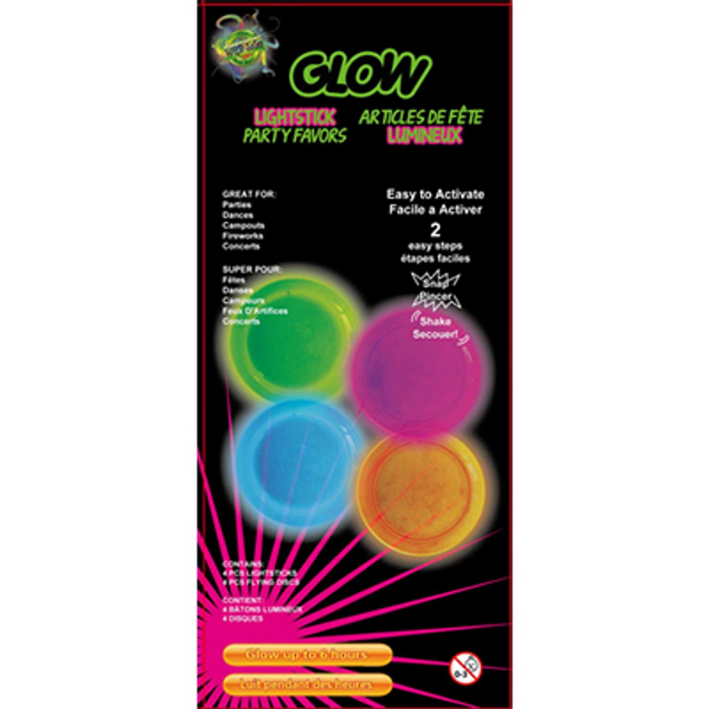 4 Glow Flying Disks Age 3+