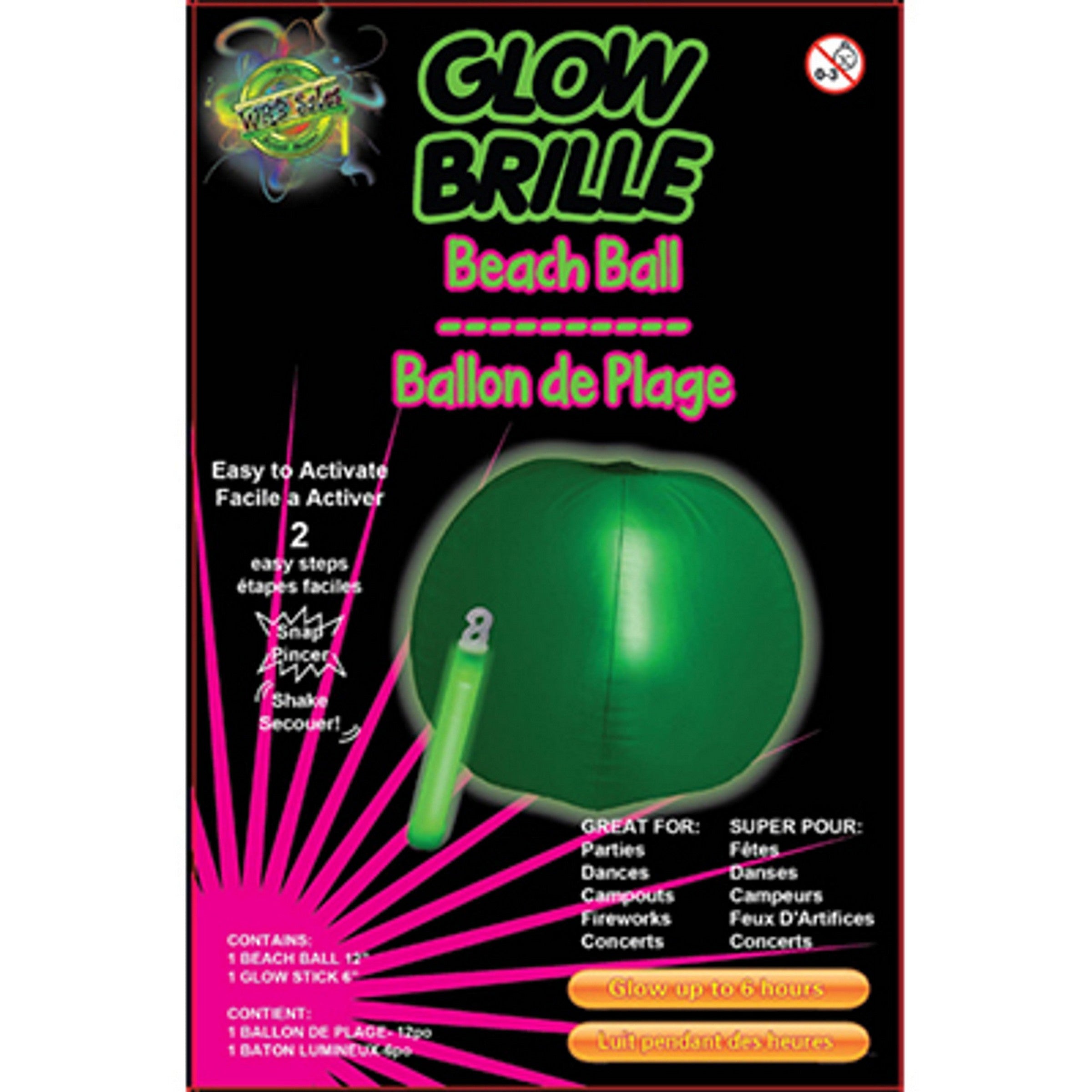 Glow Beach Ball 12in Age 3+ VRT