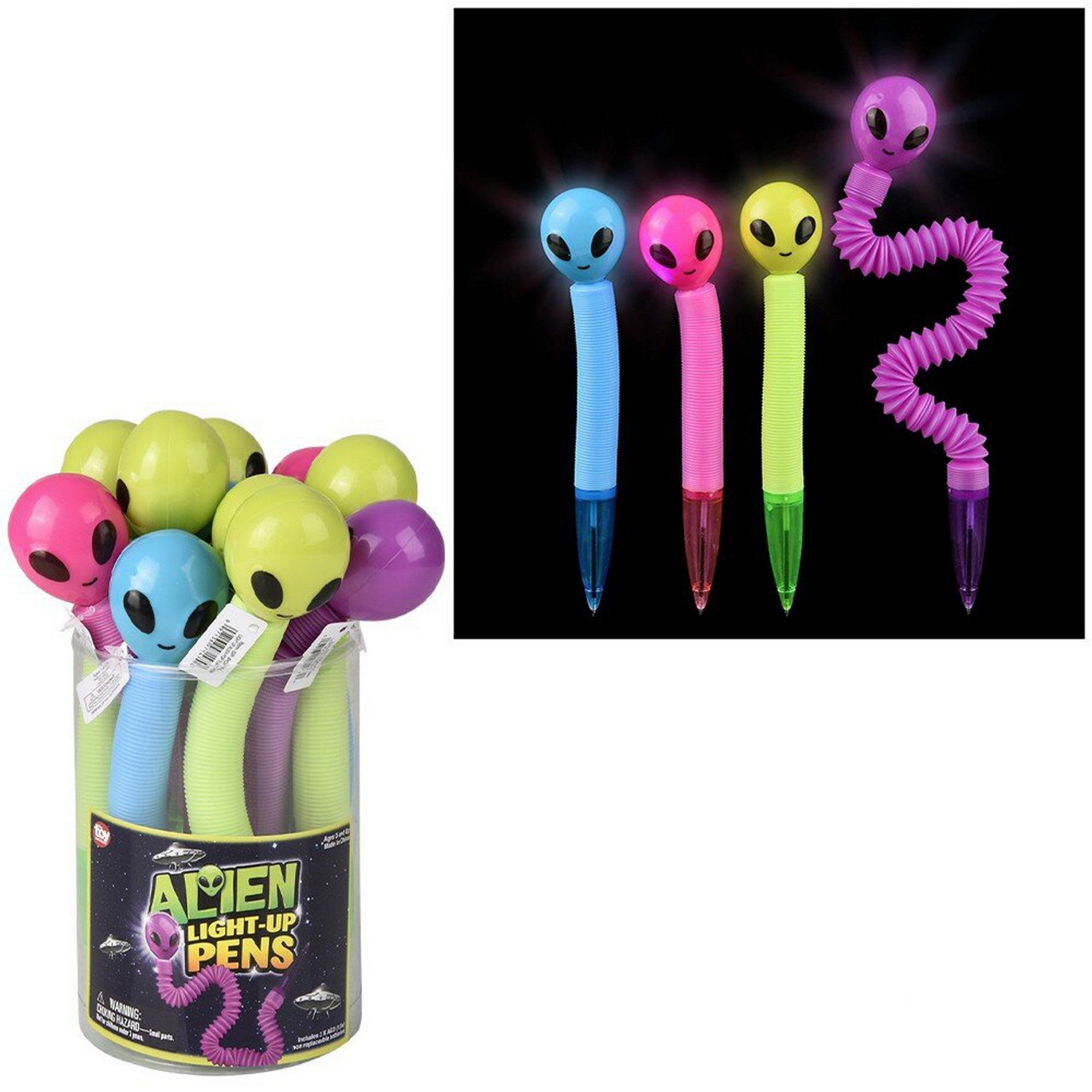 Light-up Pop Tube Alien Pen 8.5in Age 3+ VRT