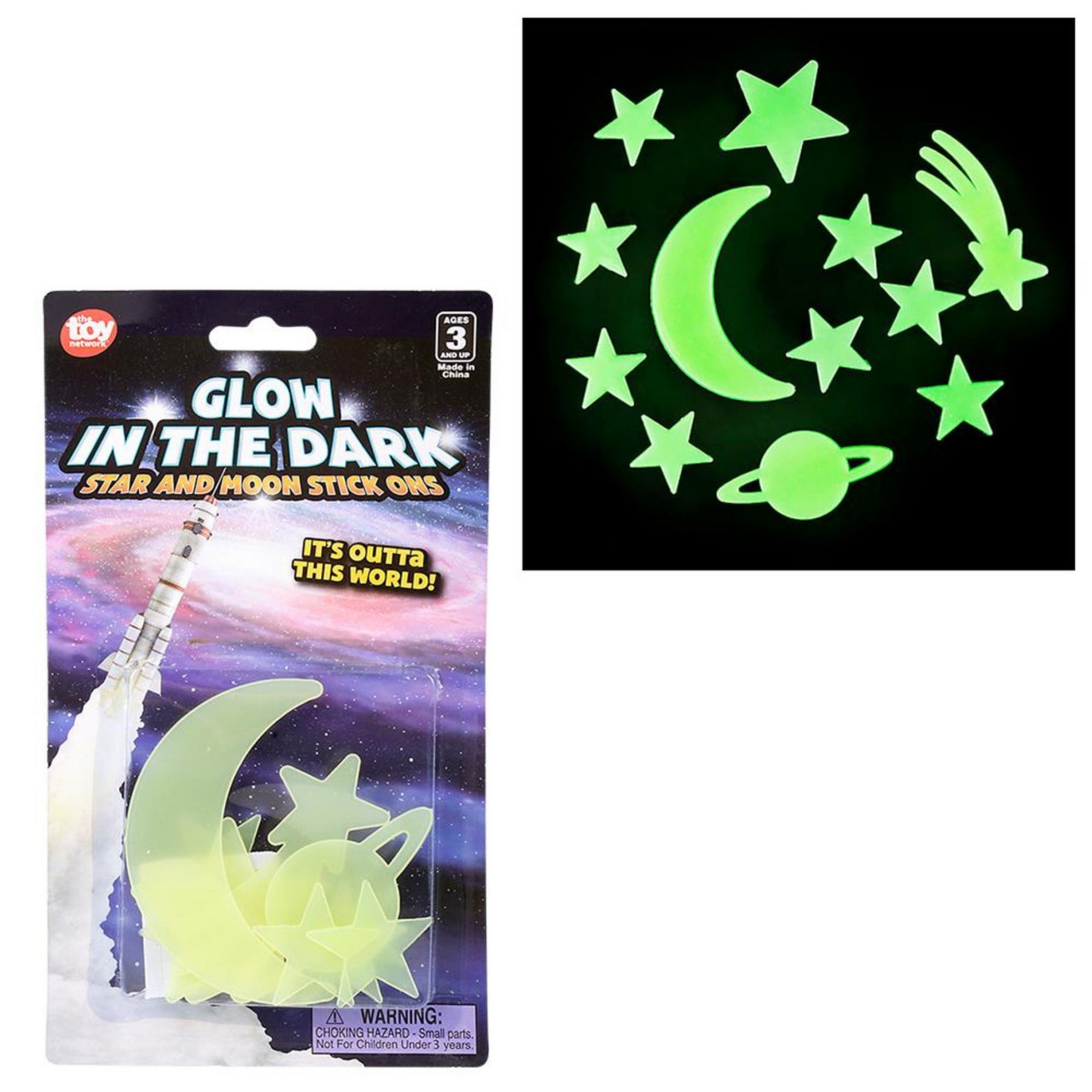 Glow in the Dark Star and Moon Stick-ons 1.4in - 3.6in Age 3+